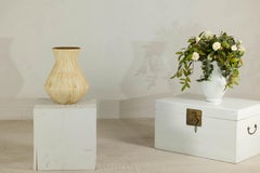 Large Artisan Ceramic Vase with Textured Drip Glaze and Flared Neck