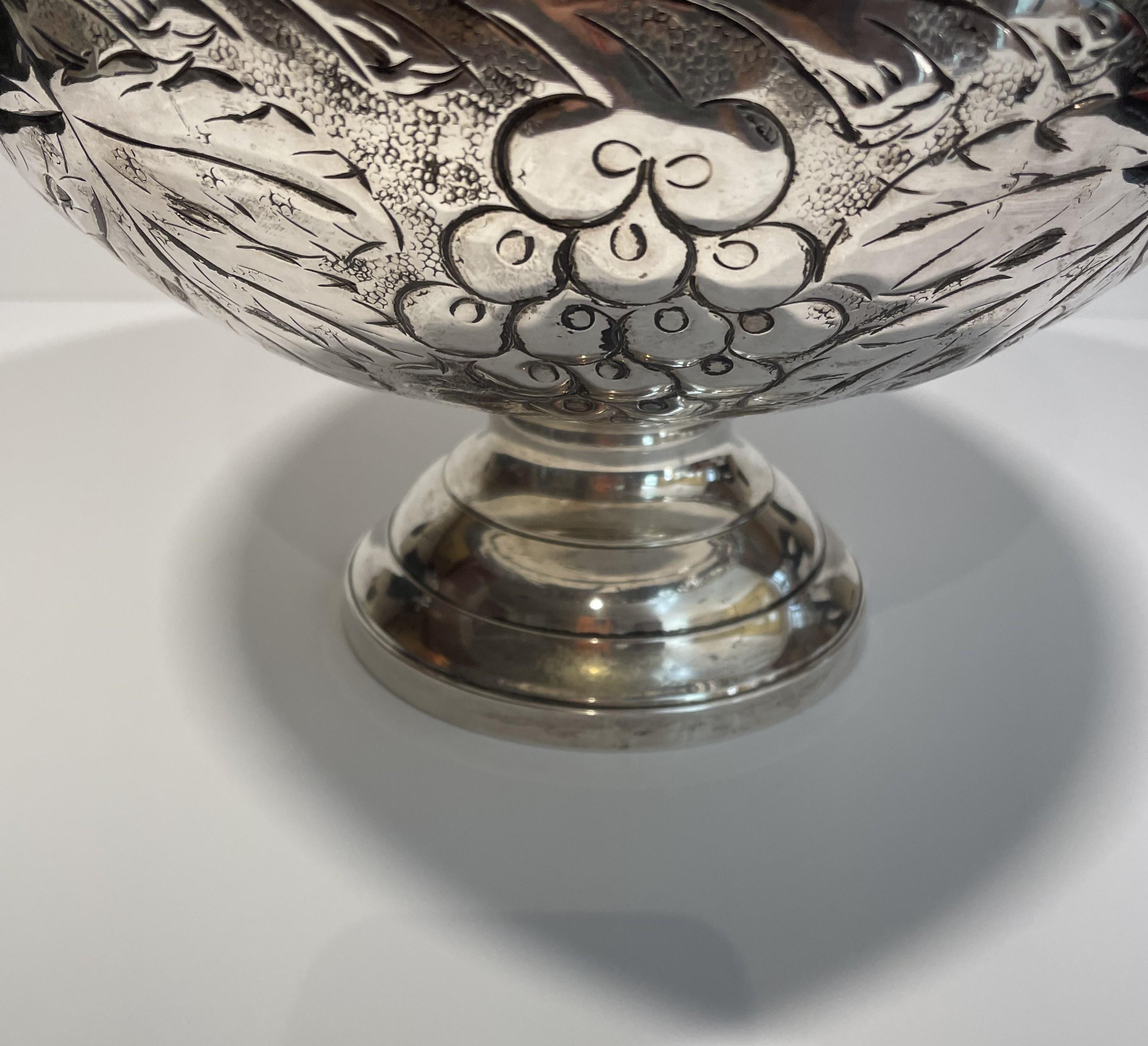 Large Artisan-Crafted Silver Urns - A Pair For Sale 1