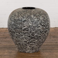 Large Artisan Handcrafted Prem Collection Planter with Black and White Décor