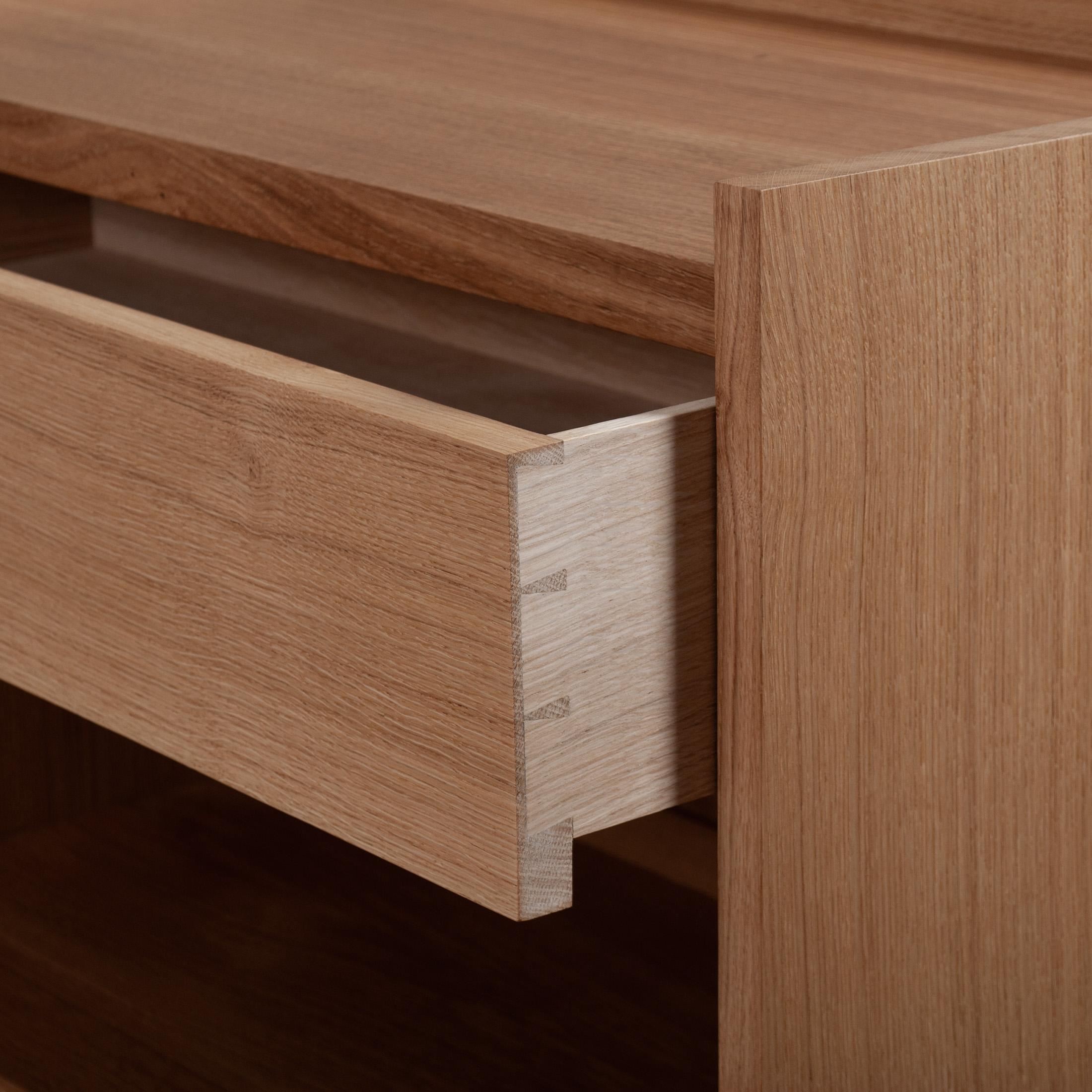 Large Artisanal Handcrafted English Oak Nightstands For Sale 2
