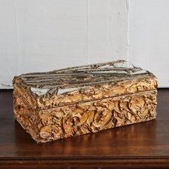 Large Artist Made Gold Leaf Wooden Box, France 1970s