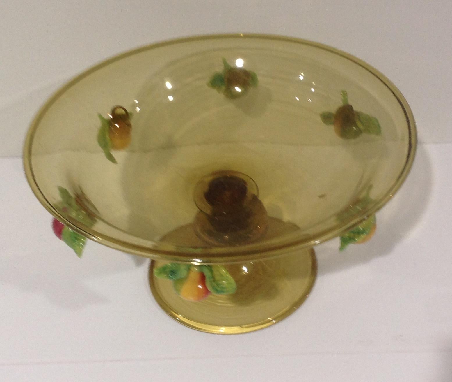 Large Murano glass bowl by Artisti Barovier with applied glass fruit.
