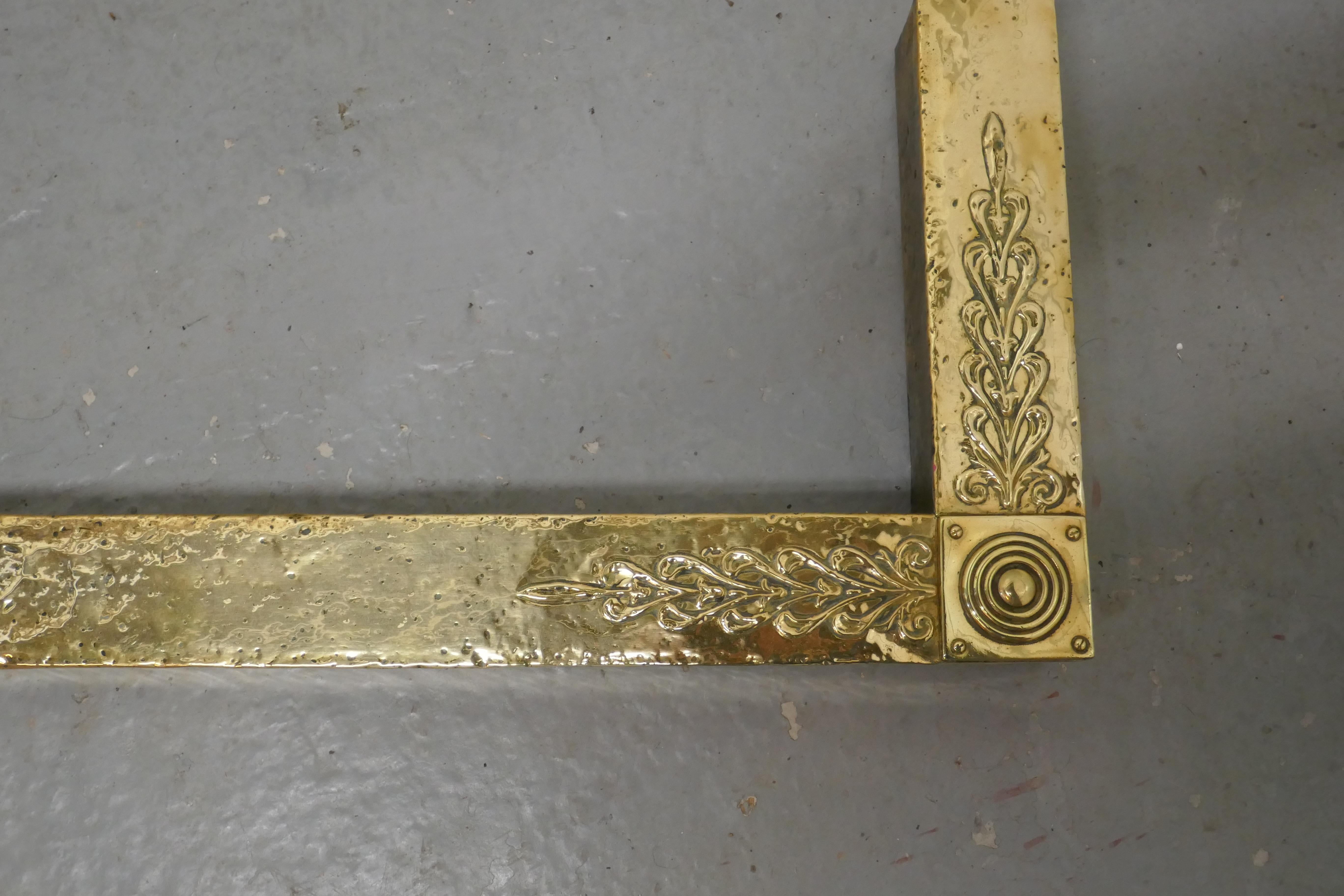 19th Century Large Arts and Crafts Brass Fender For Sale