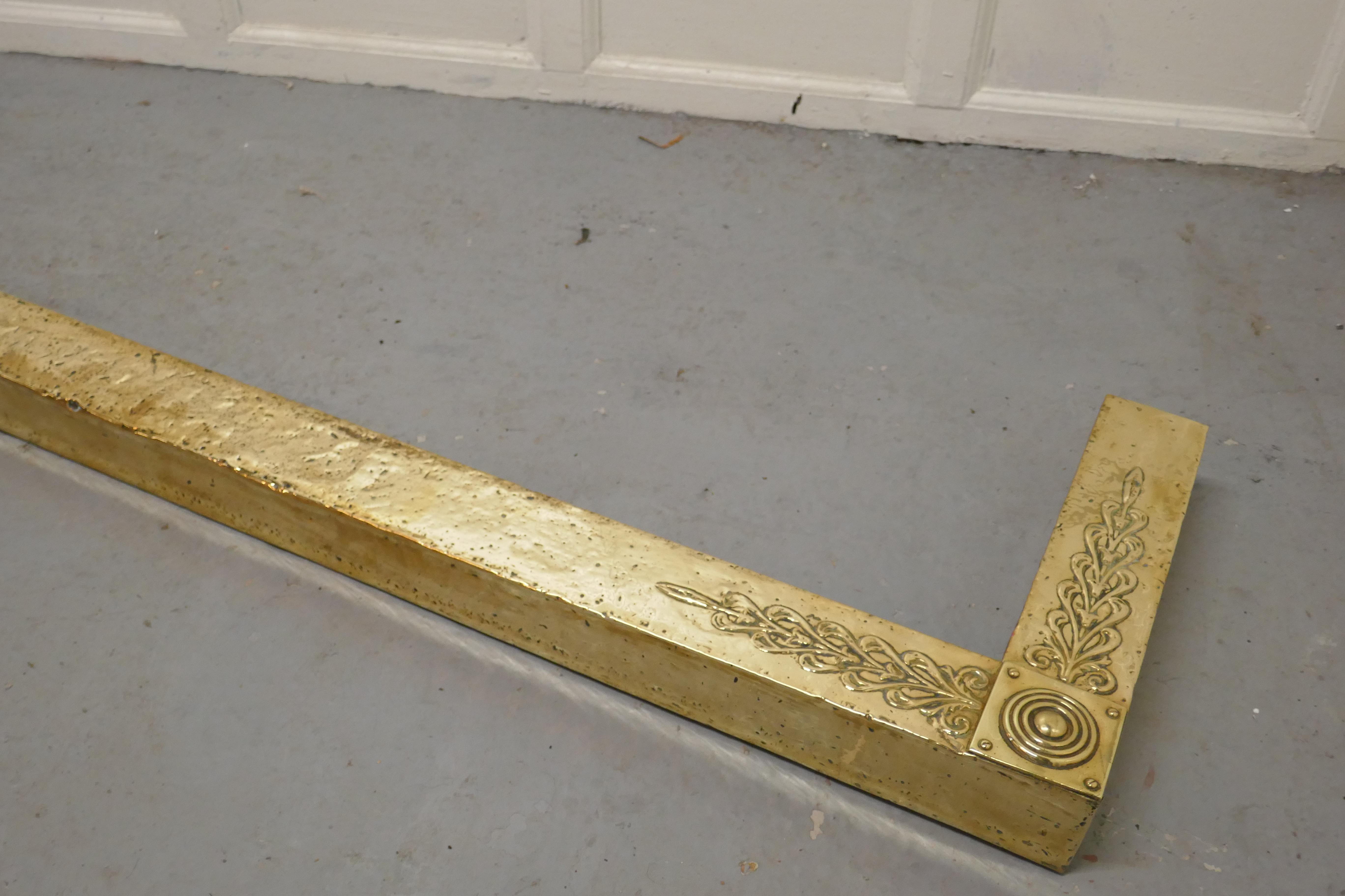 Large Arts and Crafts Brass Fender For Sale 1