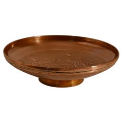Grande ciotola decorativa in rame di Art Decorative Crafts con motivo floreale inciso