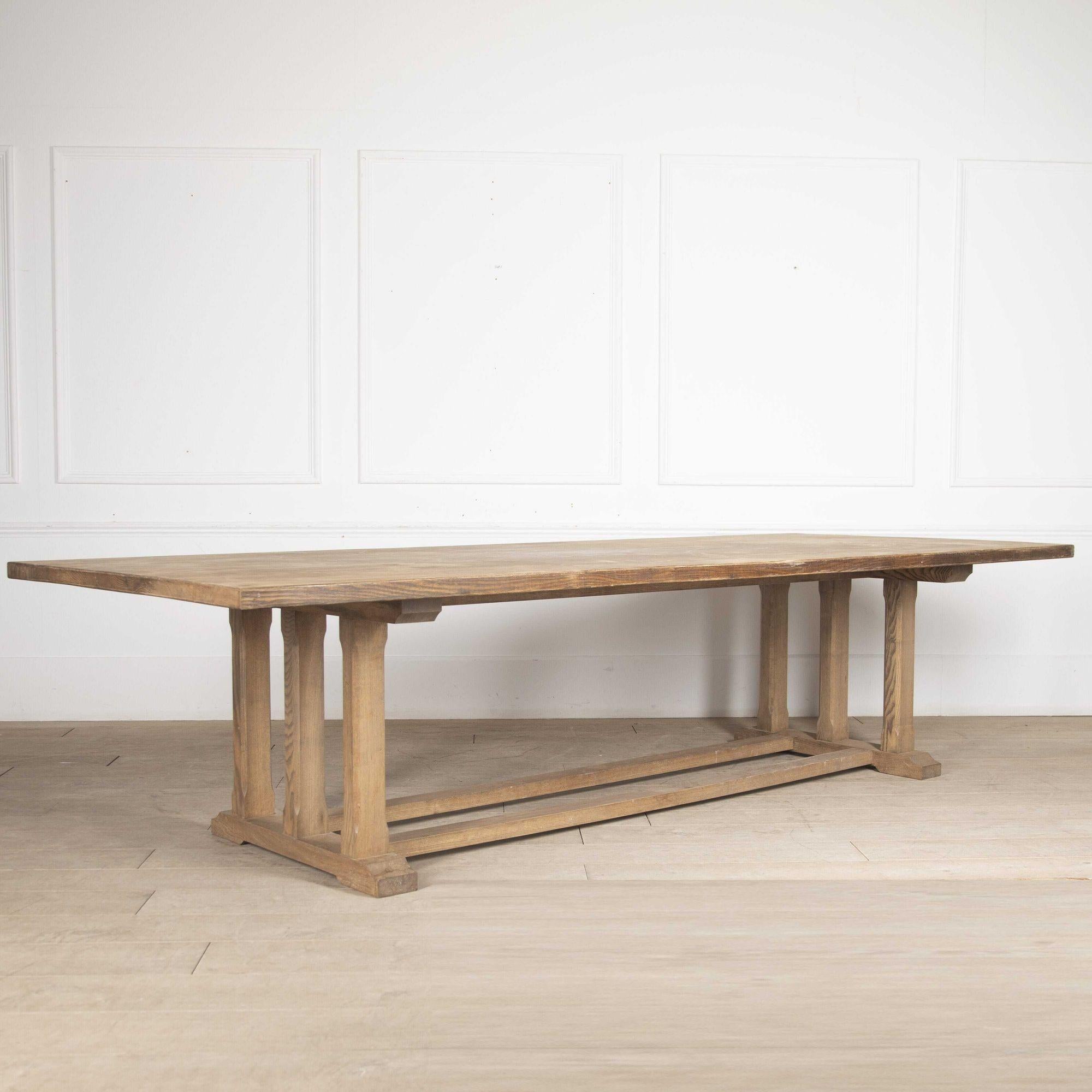 Large Arts and Crafts English Oak Refectory Table 1