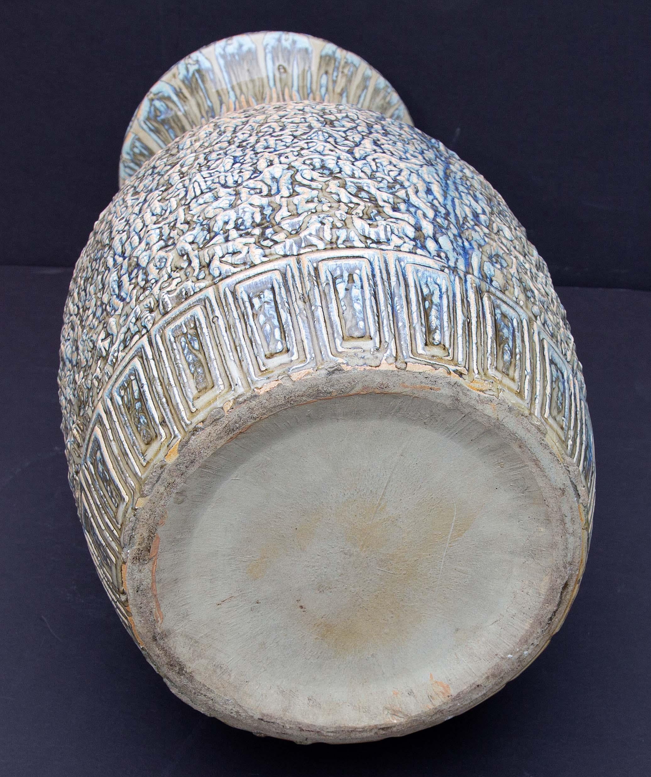 Fait main Grand vase de sol en poterie Arts and Crafts à glaçure épaisse du début du 20ème siècle en vente