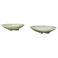 Large Arts and Crafts Prairie School Style Cement Dish Planter Pots