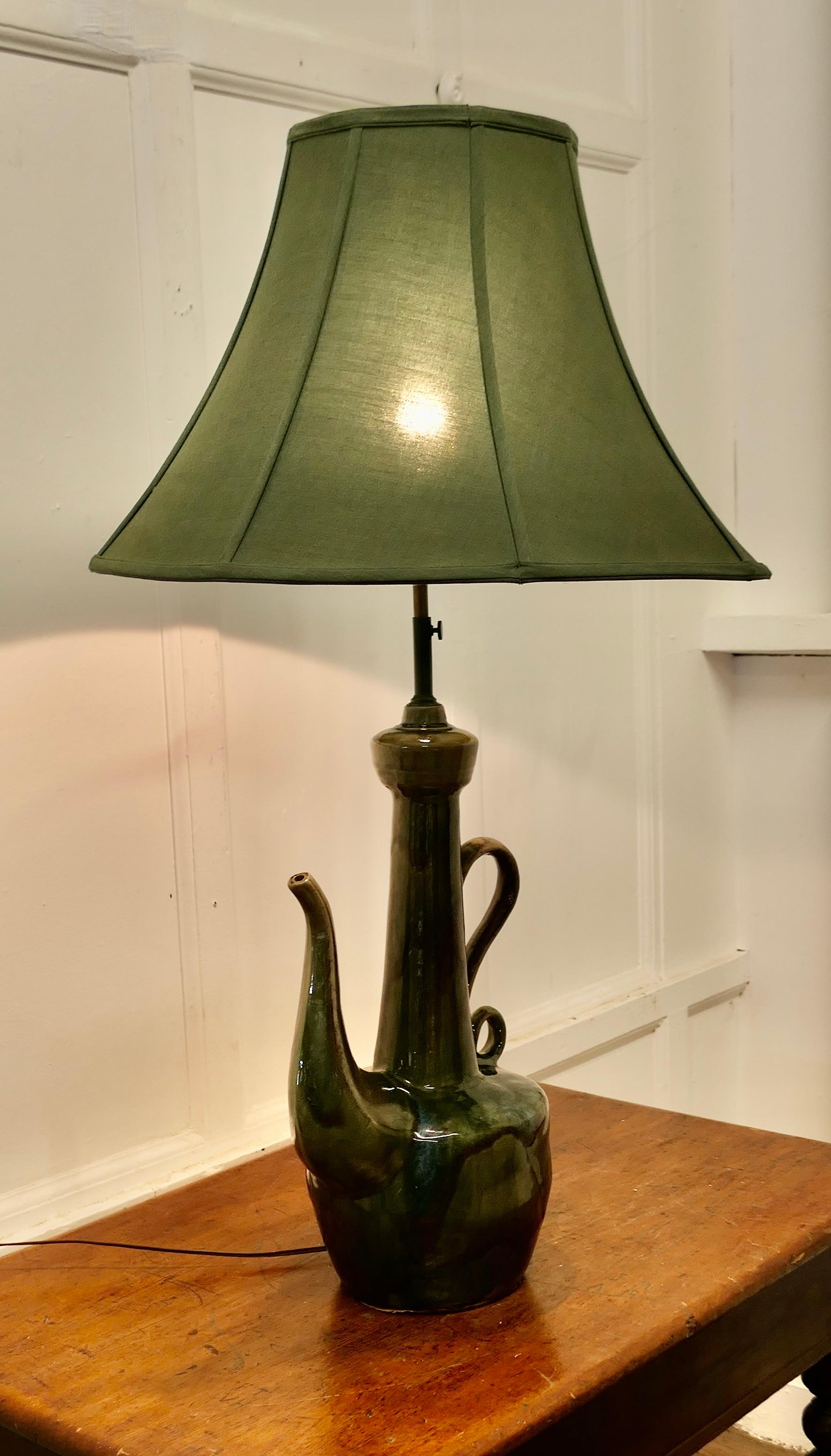 Ceramic Large Arts and Crafts Quirky Tea Pot Table Lamp     For Sale