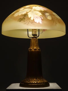 Large Arts & Crafts Reverse Painted Table Lamp