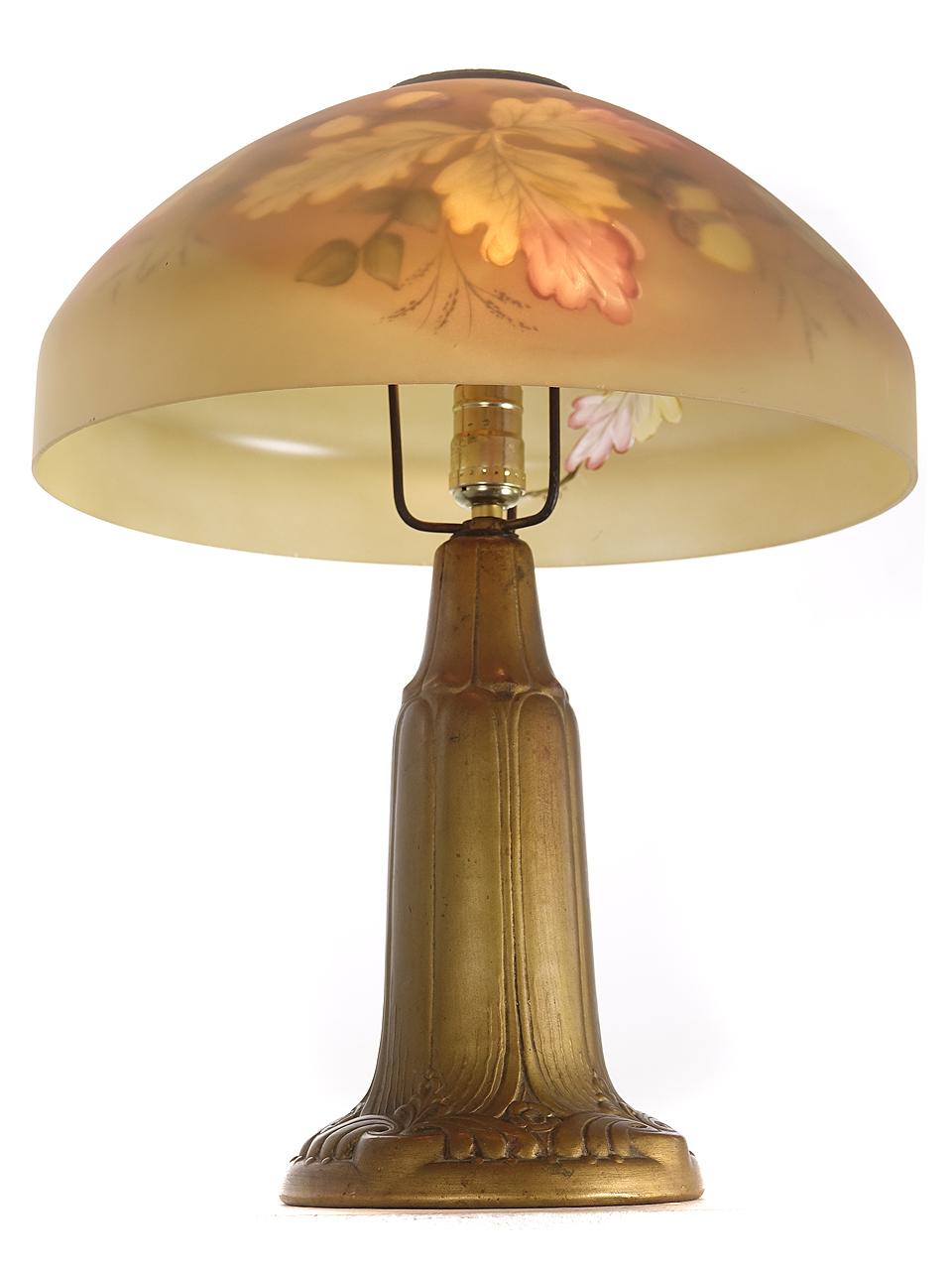 Arts and Crafts Large Arts & Crafts Reverse Painted Table Lamp