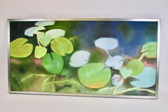 Large Arts and Crafts Style Painting " Pond Colors " Lillys in the Pond