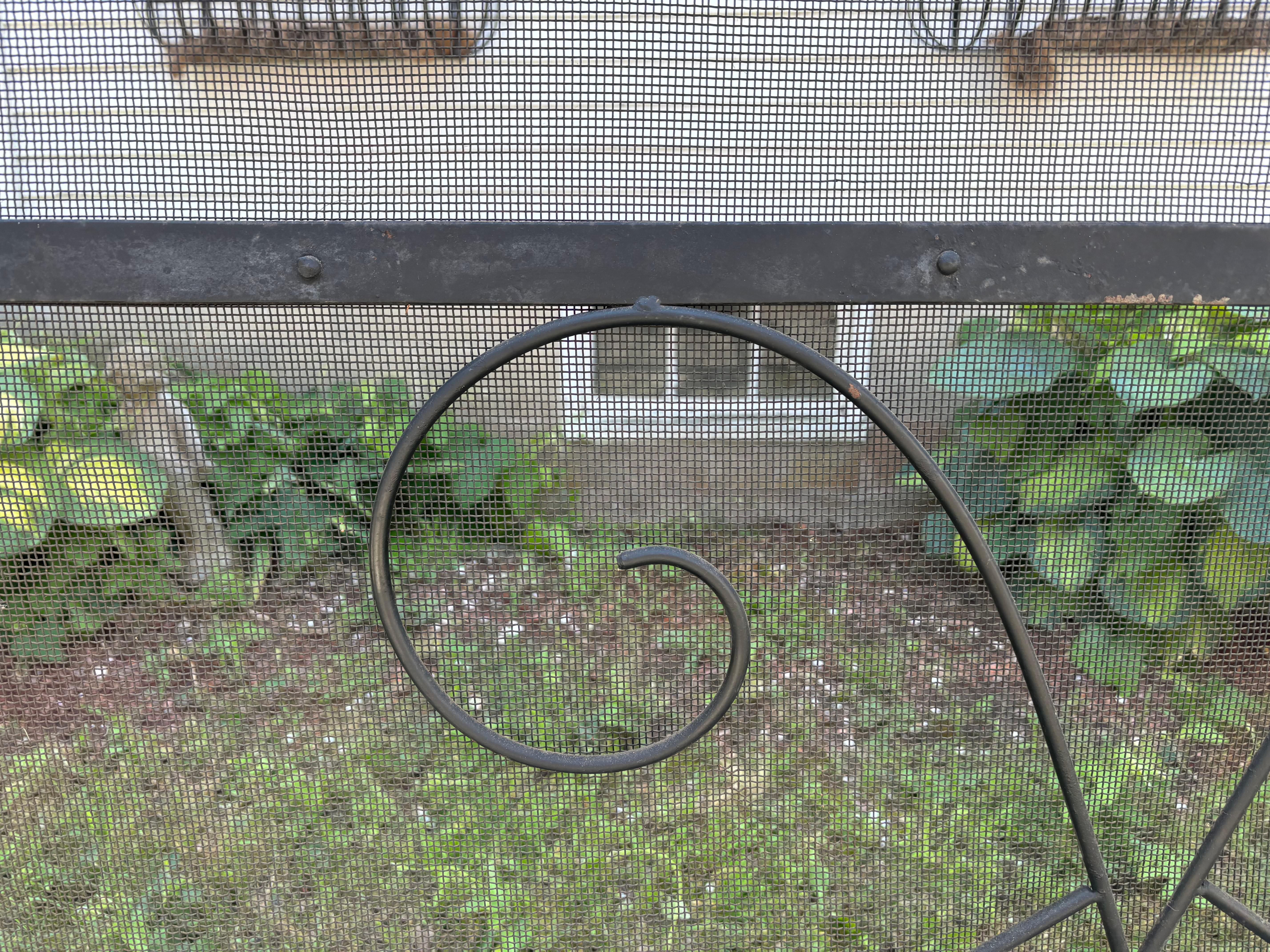 American Large Arts And Crafts Wrought Iron Fireplace Screen For Sale