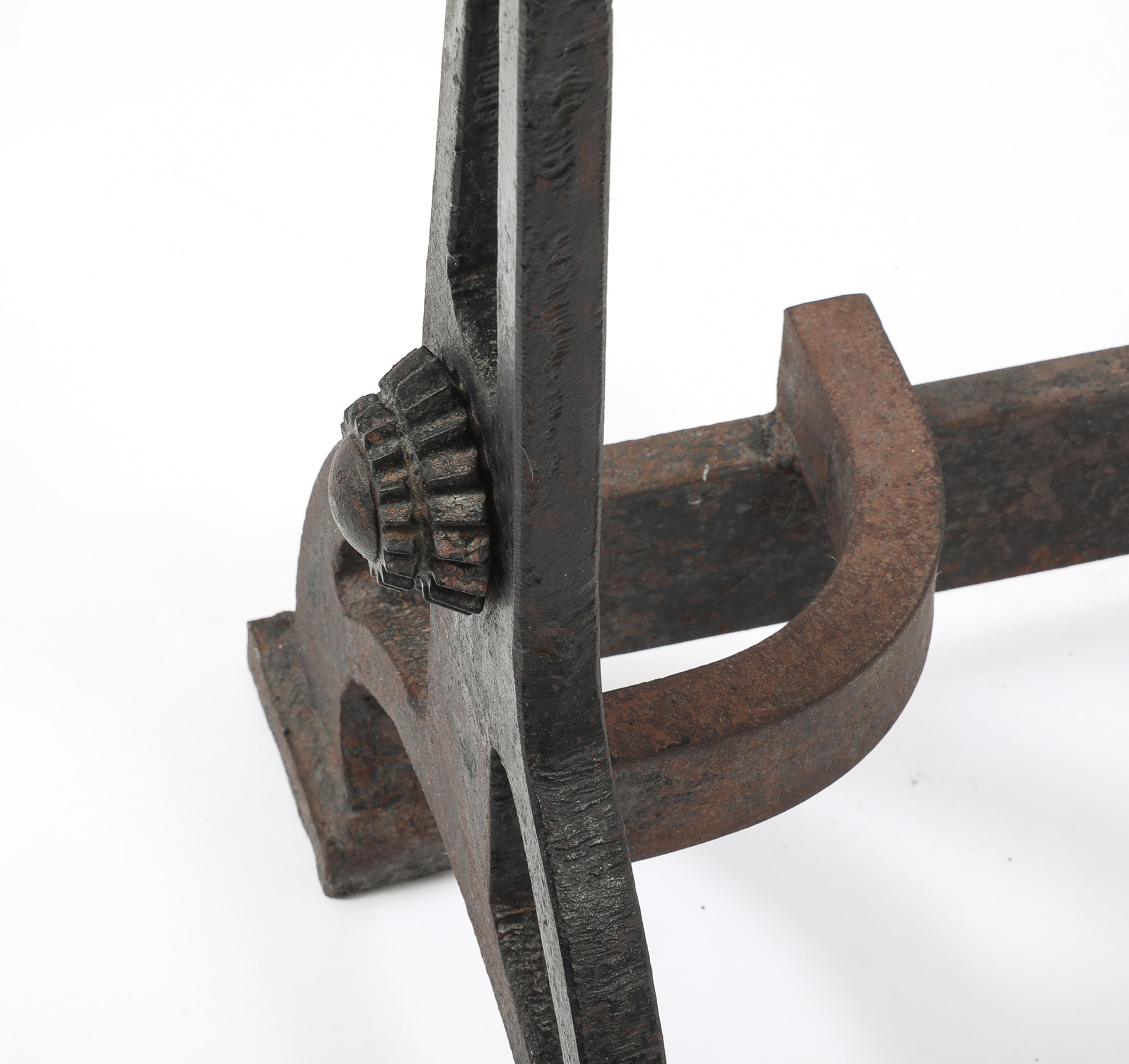 Large Arts & Craft Andirons, USA 1920's For Sale 3