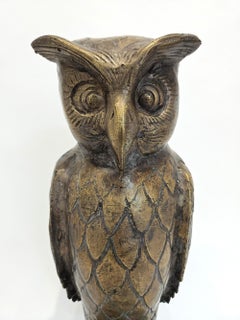 Large Arts & Crafts Art Nouveau Aesthetic Copper Garden Owl, England, c. 1900