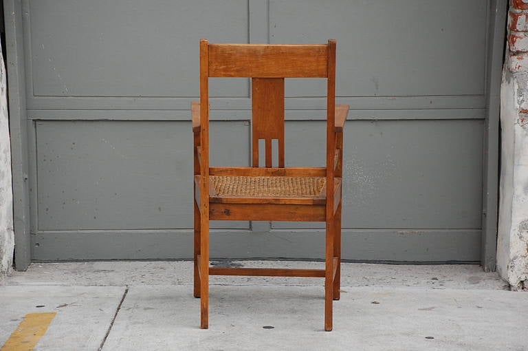 Large Arts & Crafts Caned Armchair In Excellent Condition In Los Angeles, CA