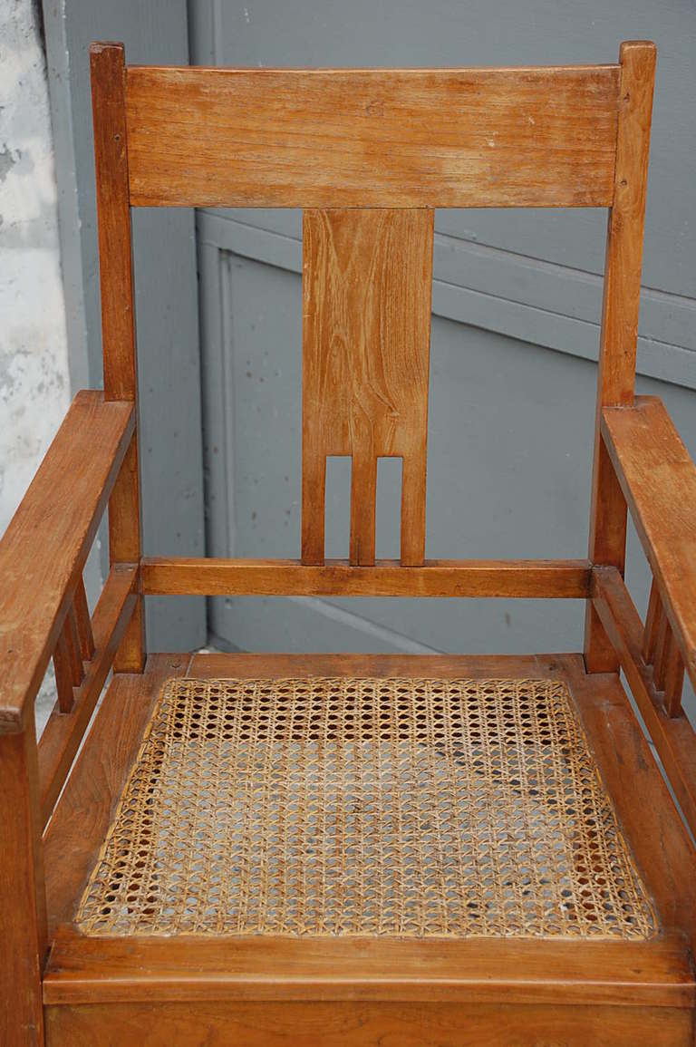 20th Century Large Arts & Crafts Caned Armchair