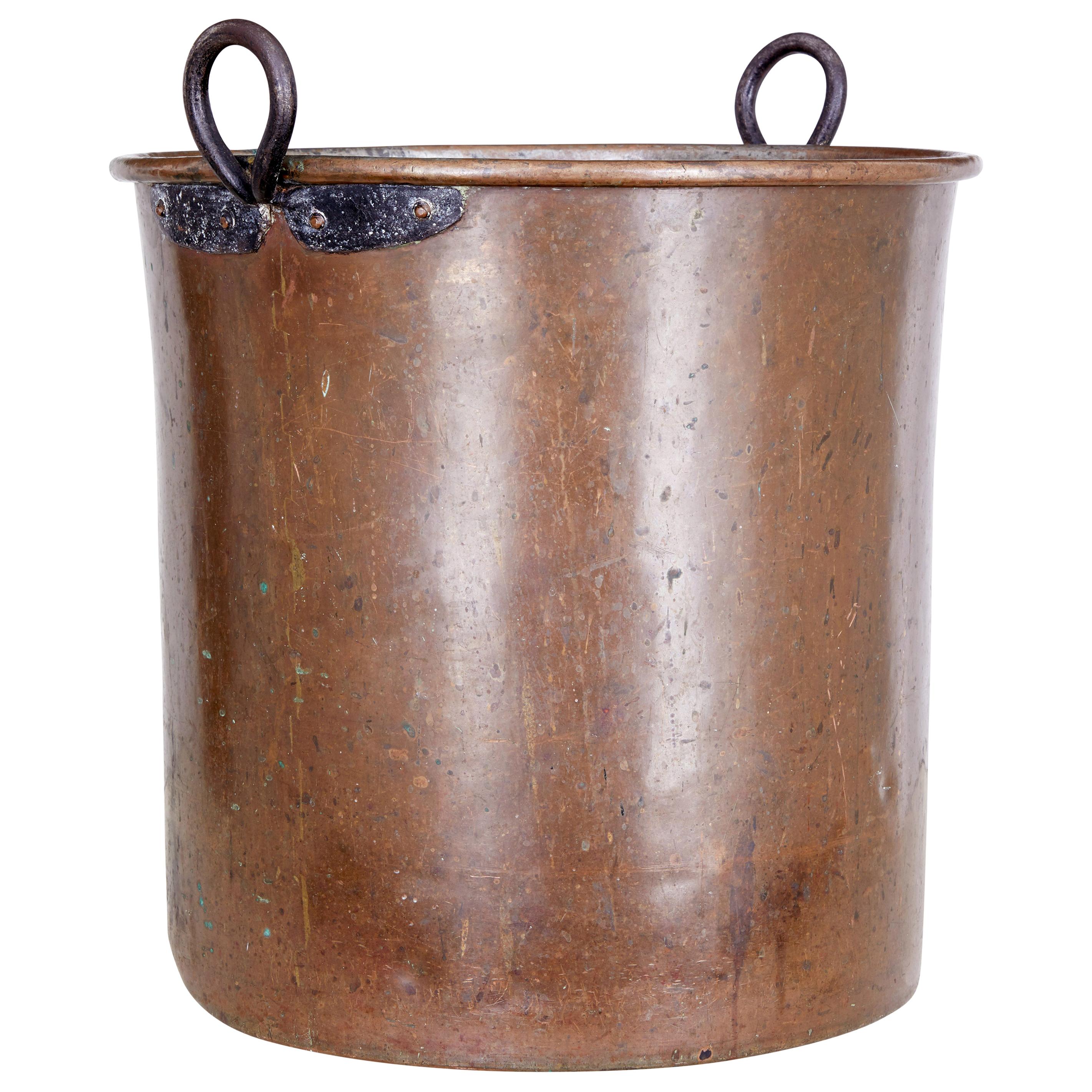 Large Arts 
Crafts Copper Log Bin