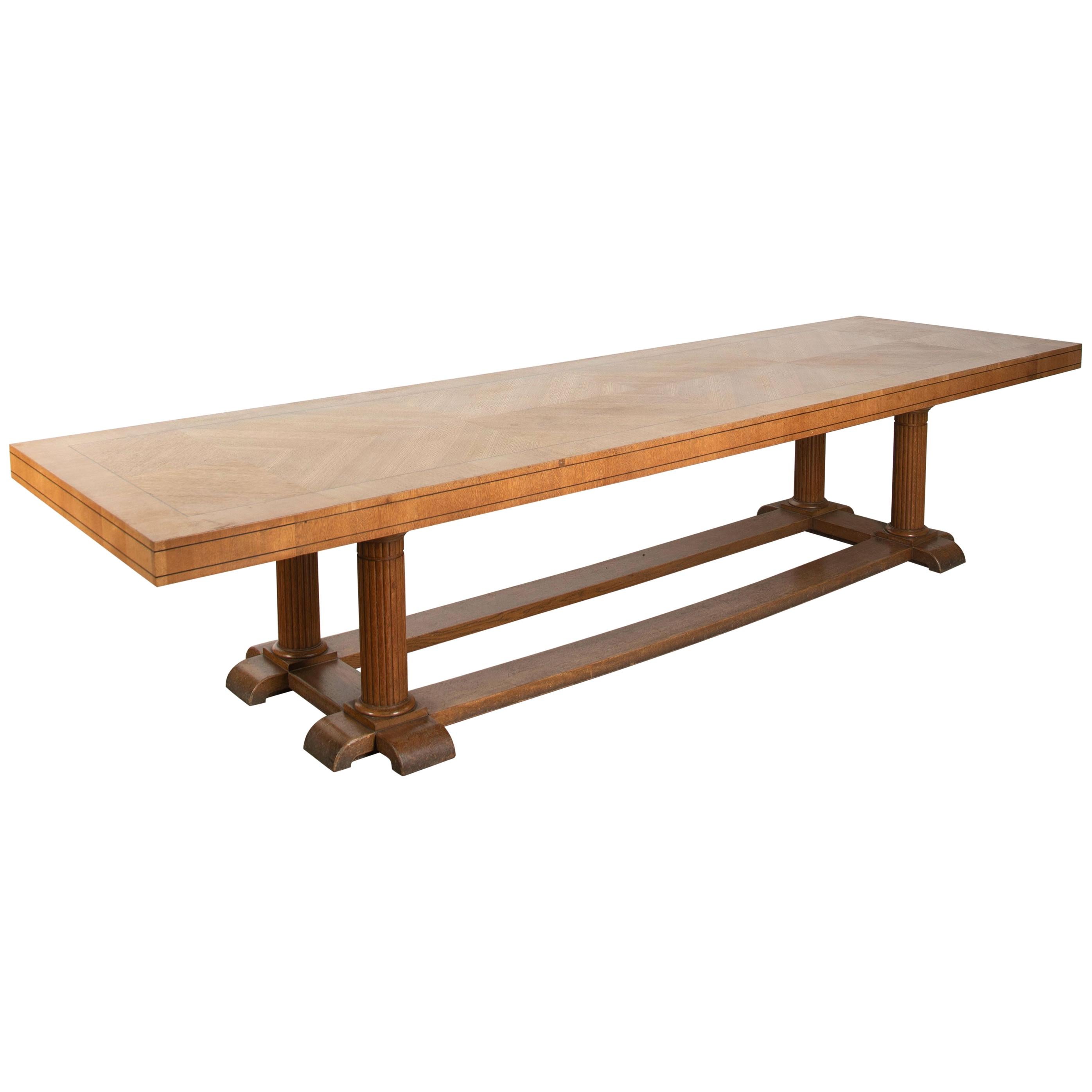 Large Arts & Crafts English Oak Refectory Dining Table
