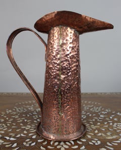 Large Arts & Crafts Hammered Copper Jug, c.1900