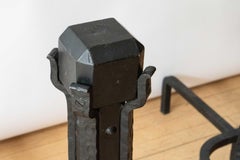 Large Arts & Crafts Iron Andirons