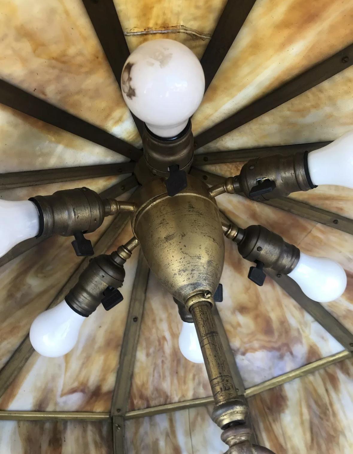 Large Arts & Crafts Slag Glass Chandelier, Stickley Era  W7436  SALE  20% OFF 1