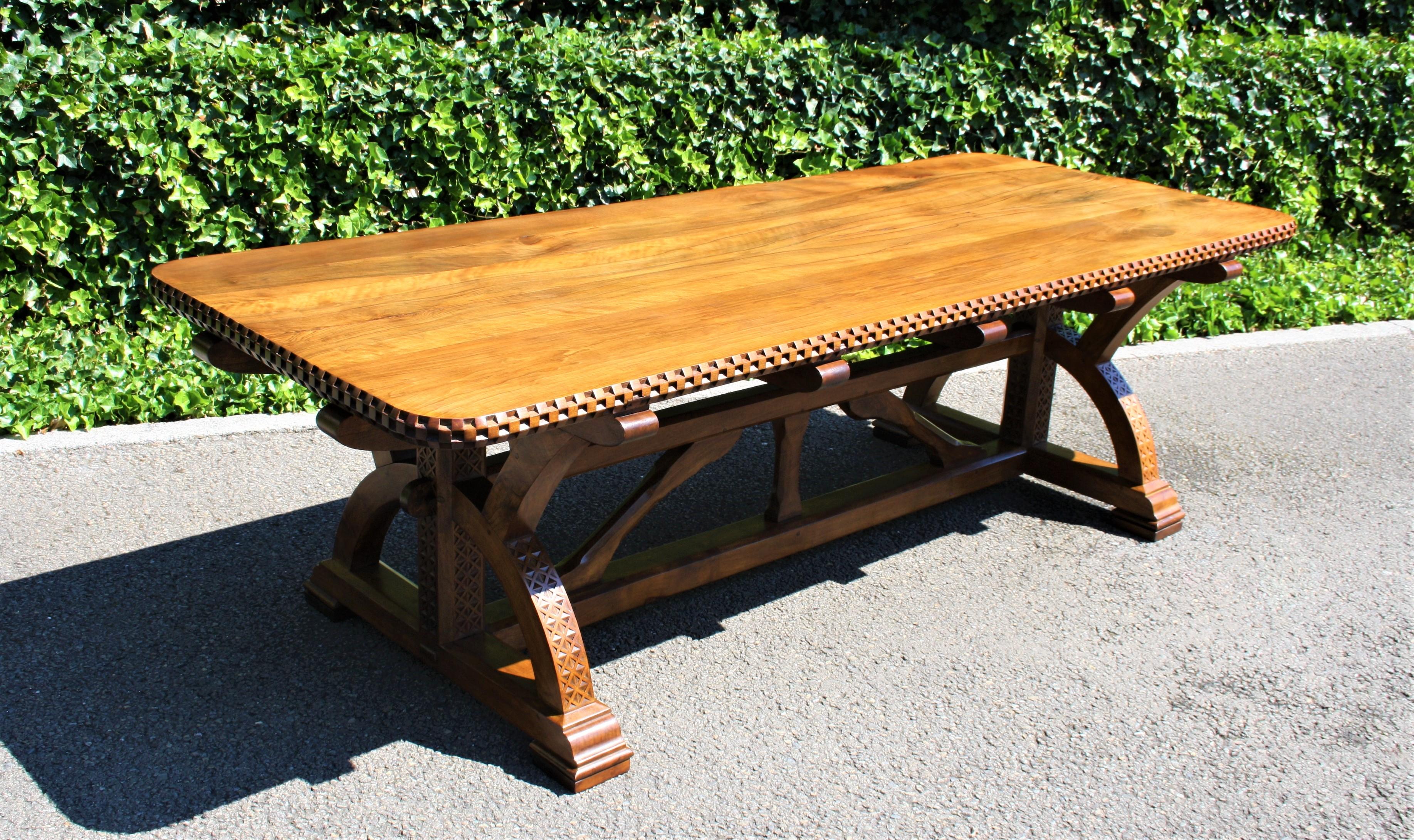 Large Arts & Crafts Walnut Library Table by Arthur Romney Green 1