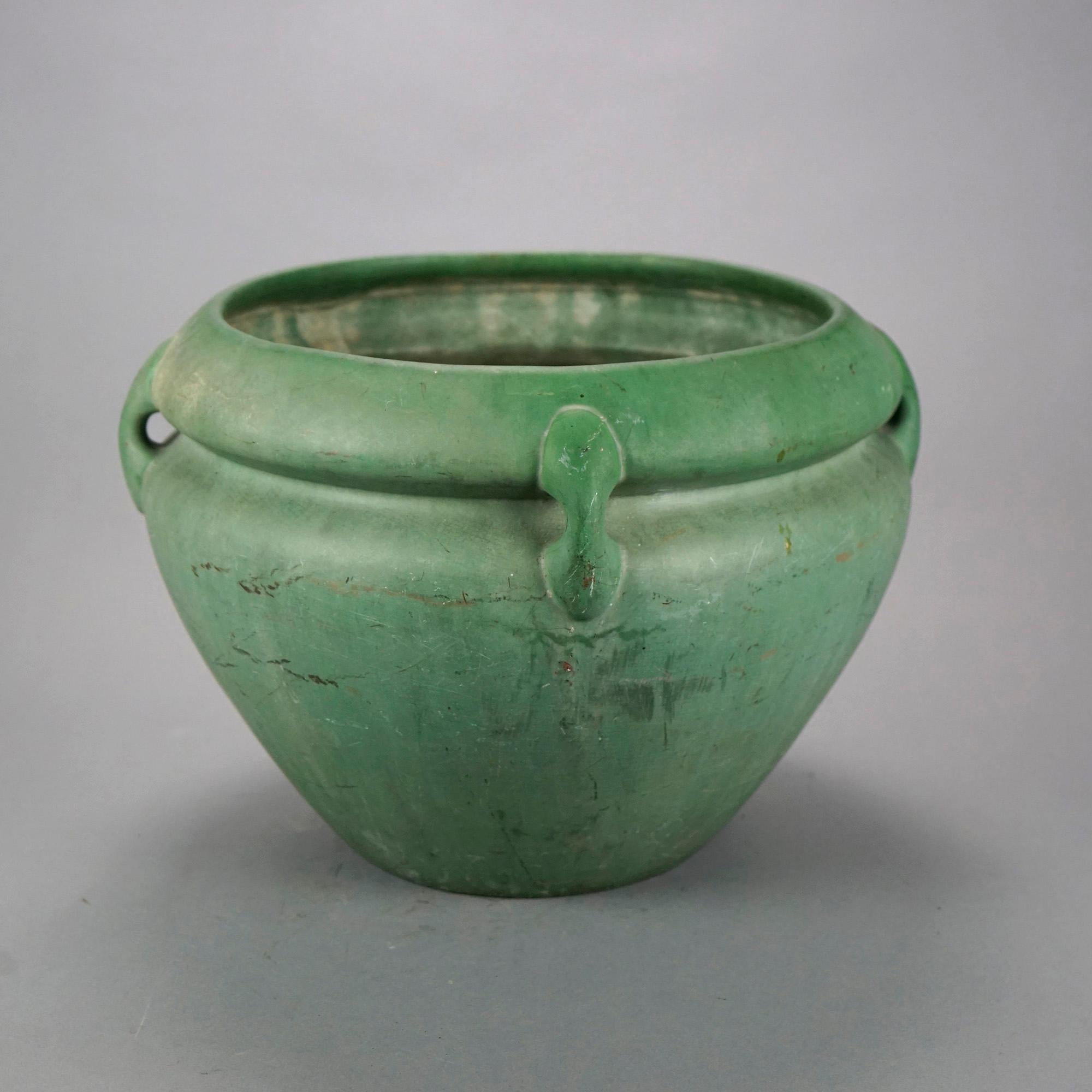 Arts and Crafts Large Arts & Crafts Weller Pottery School Matte Green Buttress Jardiniere, c1910