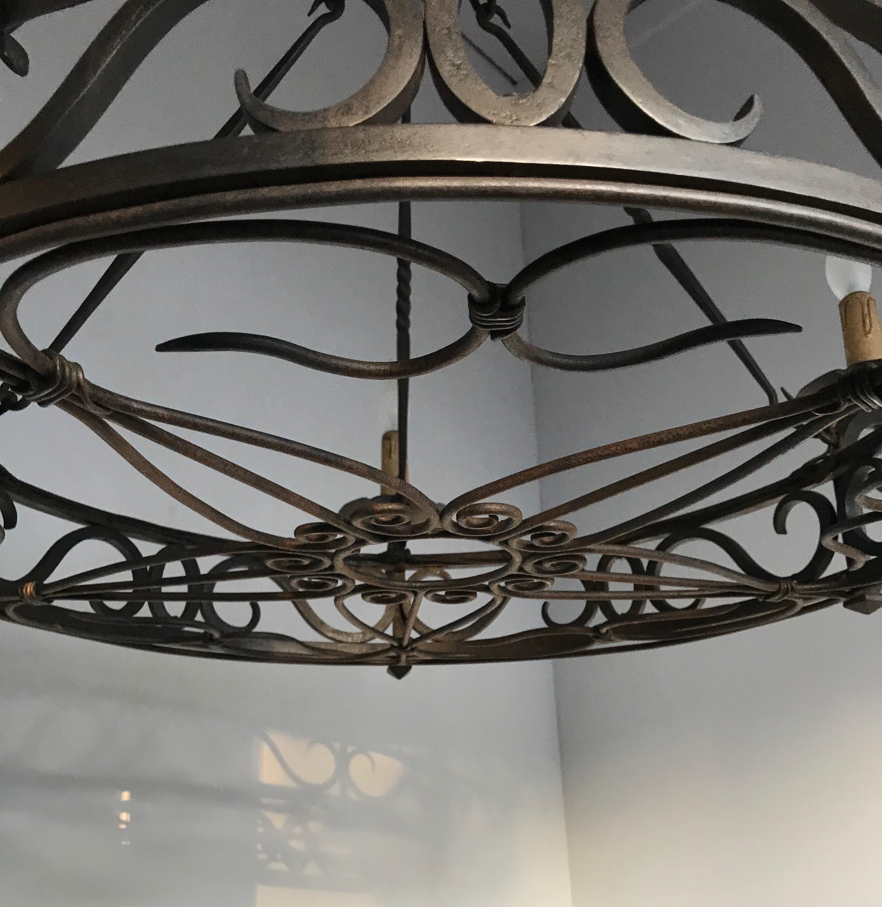 Large Arts & Crafts Wrought Iron Chandelier for Dining Room or Restaurant Etc. 8
