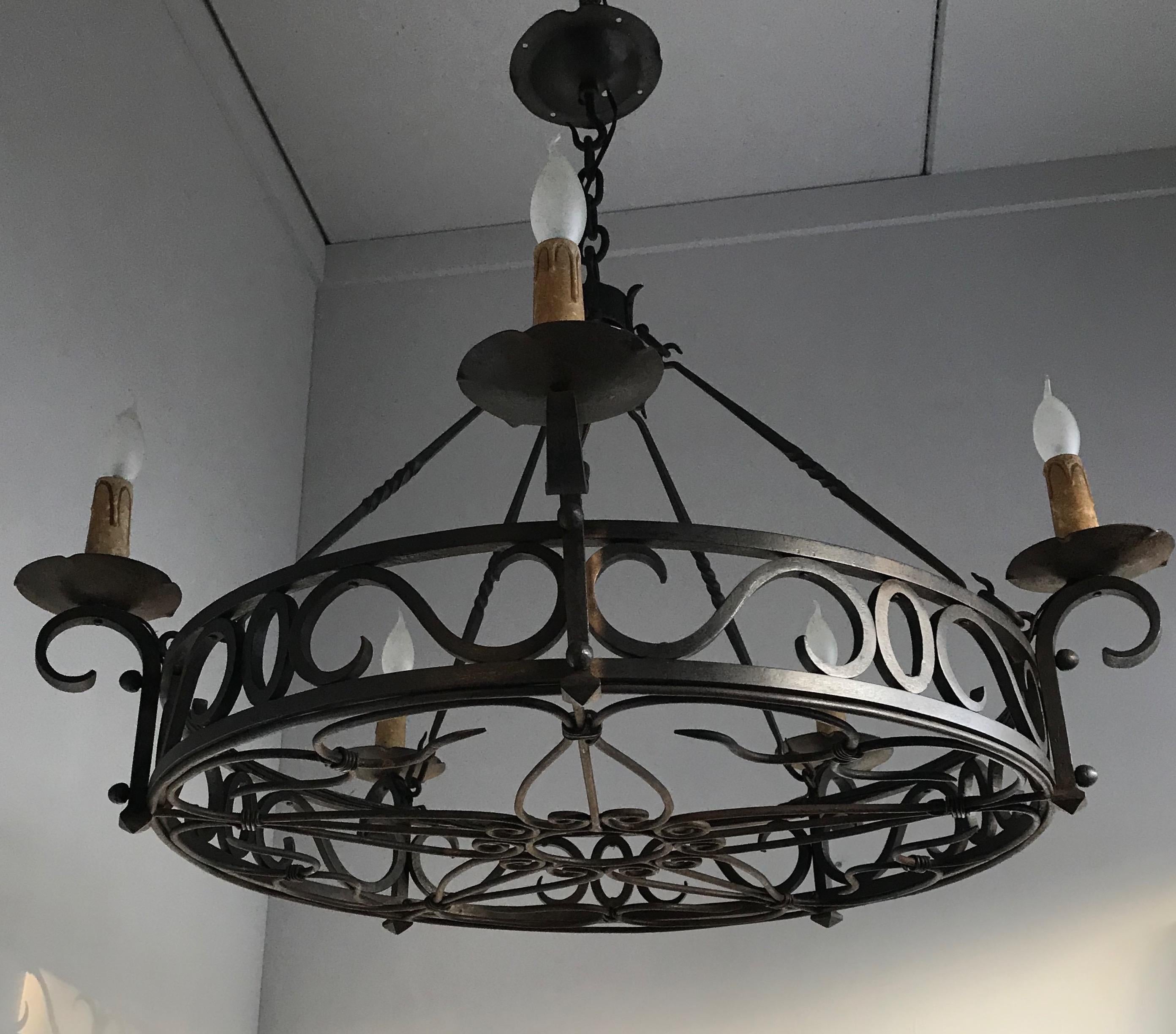 Large Arts & Crafts Wrought Iron Chandelier for Dining Room or Restaurant Etc. 9