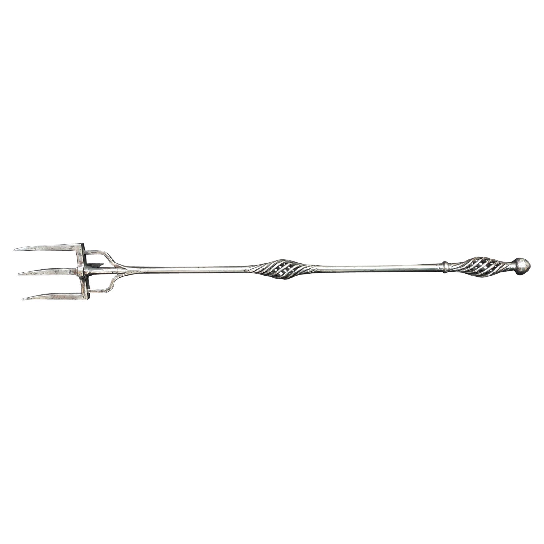 Large Arts & Crafts Wrought-Iron Fireplace Log Fork