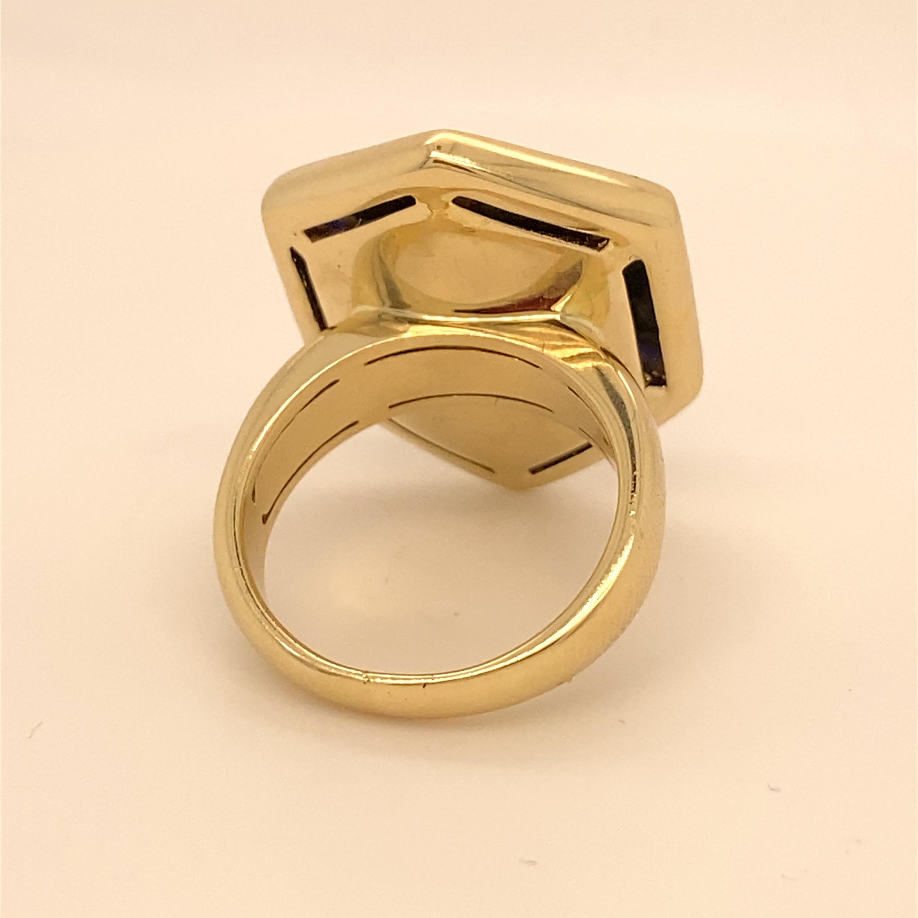 Women's Large Asch Grossbardt Inlaid Gold & Diamond Ring