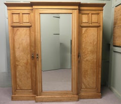 Large Ash Arts & Crafts Triple Break front Wardrobe Compactum