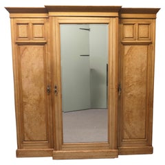 Large Ash Arts & Crafts Triple Break front Wardrobe Compactum