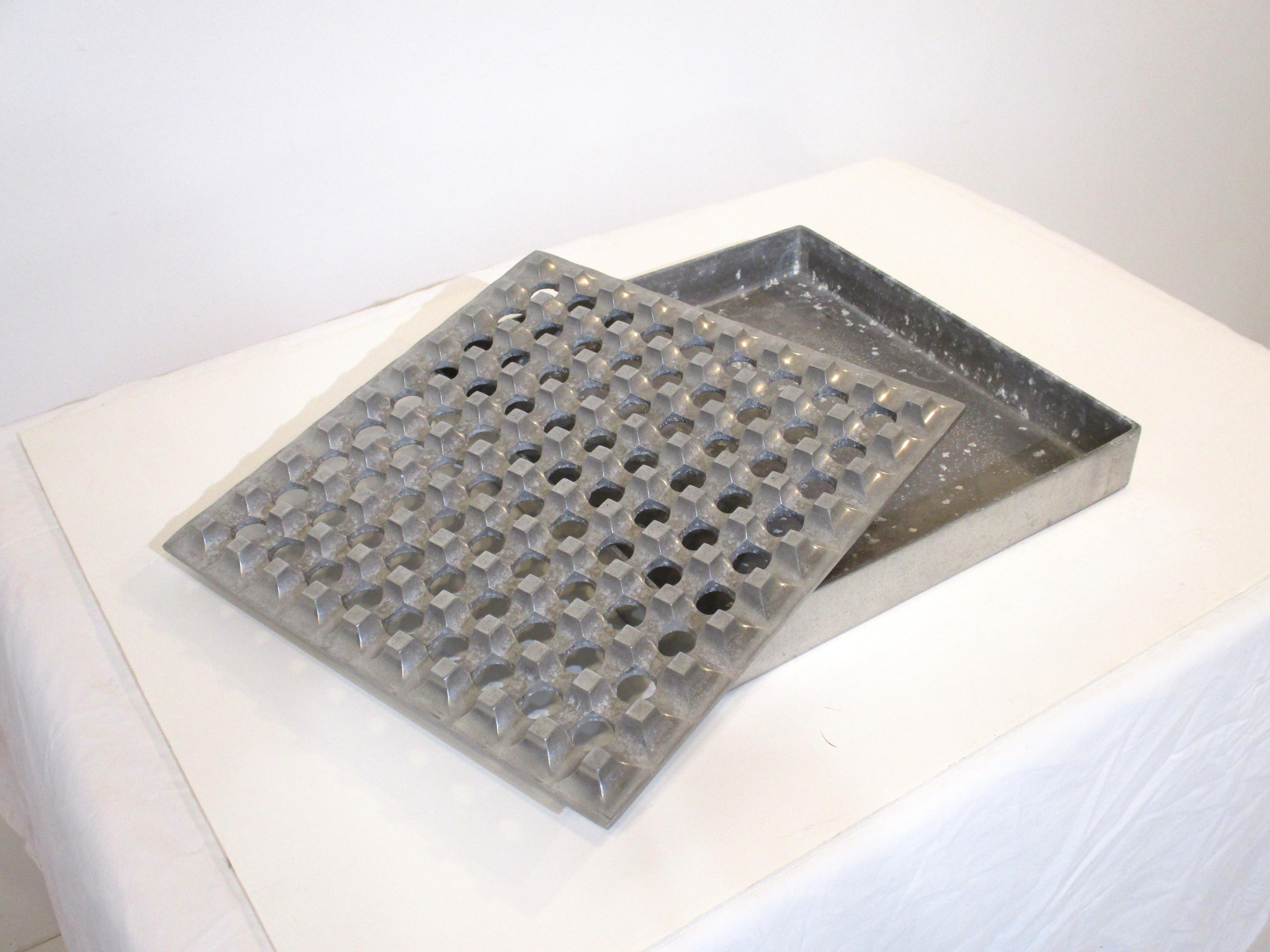 Large Ash / Flower Aluminum Tray by Ljungberg Backstrom for Pascia Sweden 2