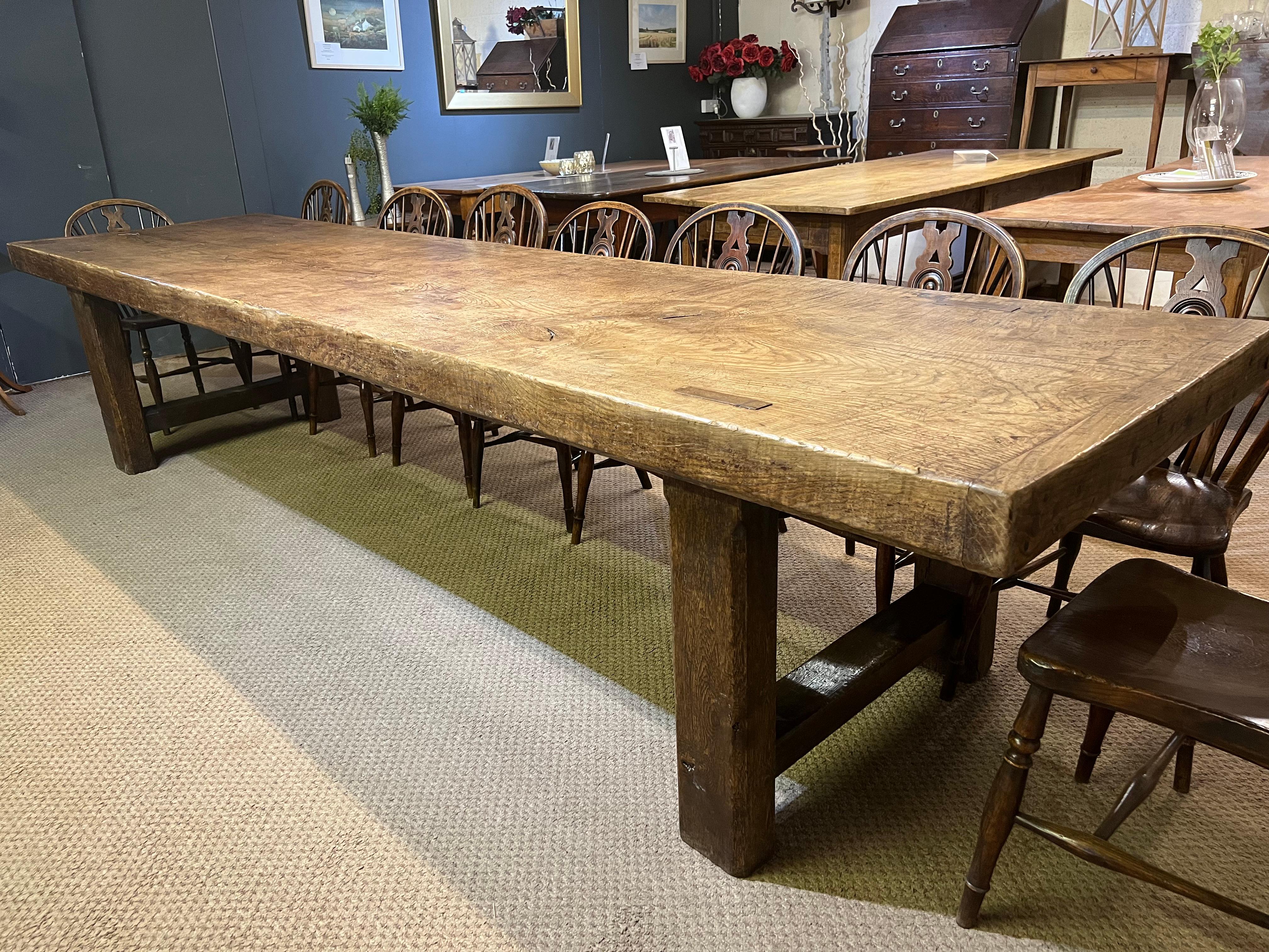 Large Ash Normandy Farmhouse Dining Table With One Single Plank Top 4