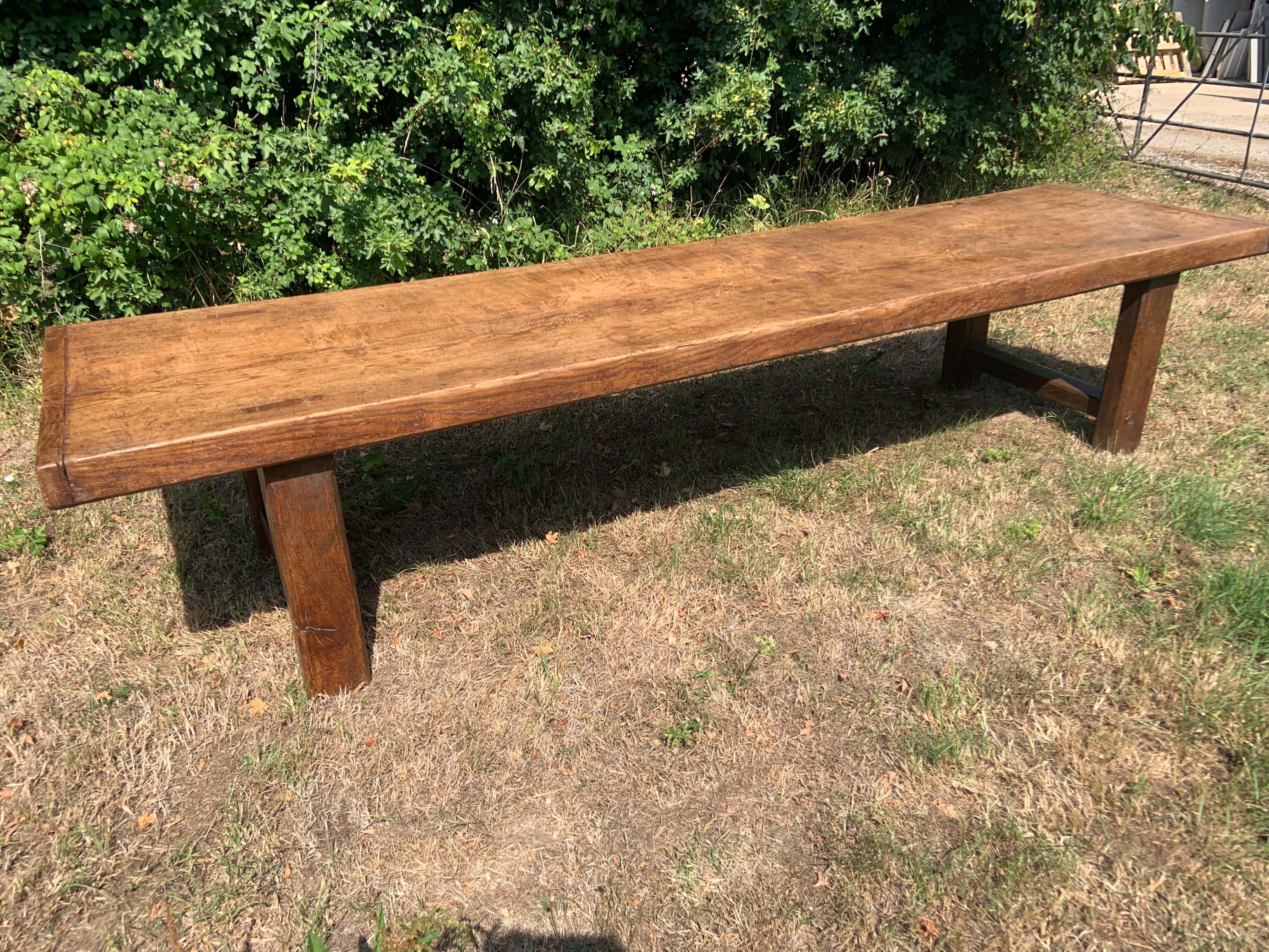 French Provincial Large Ash Normandy Farmhouse Dining Table With One Single Plank Top
