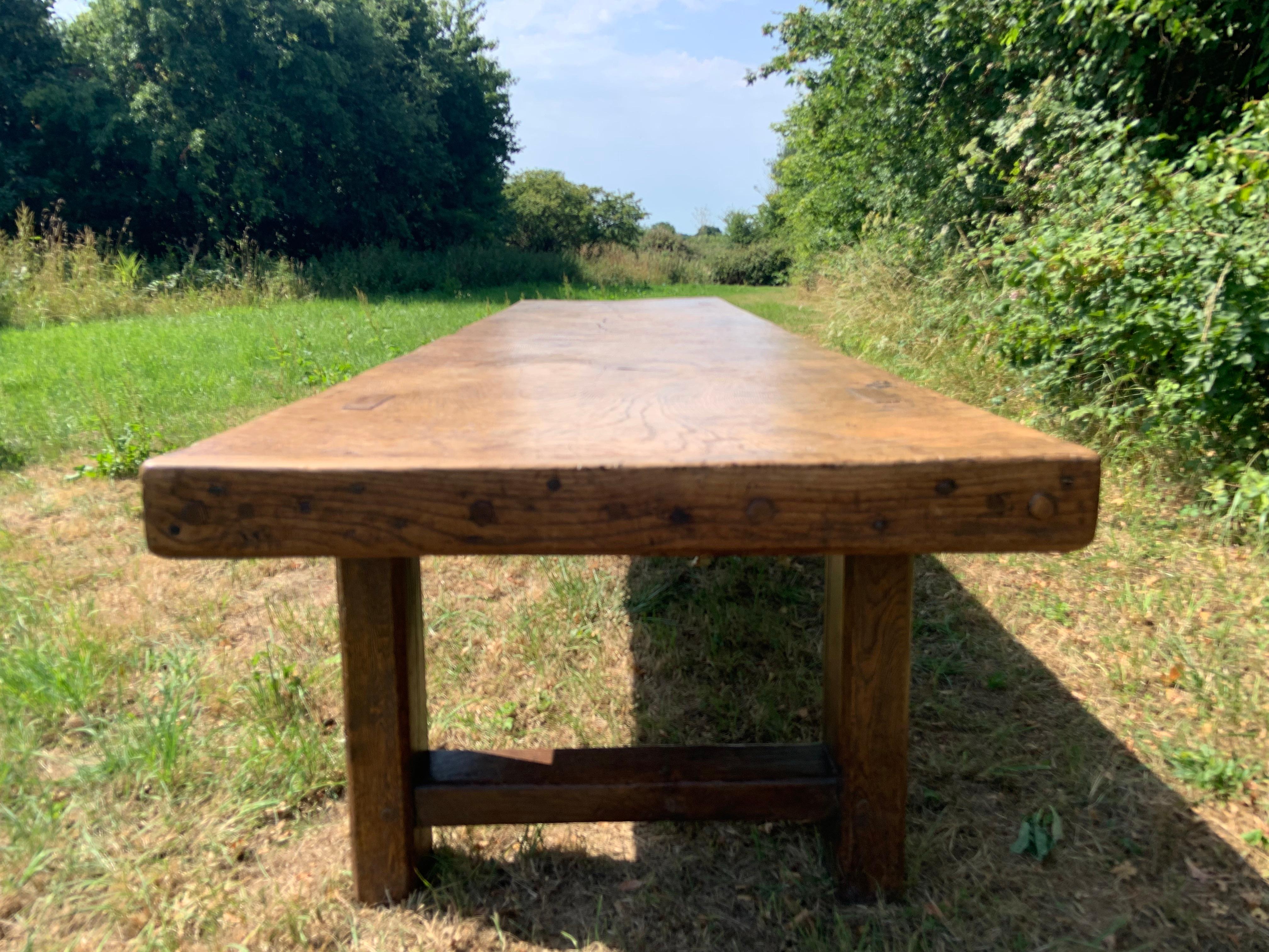 Large Ash Normandy Farmhouse Dining Table With One Single Plank Top 2