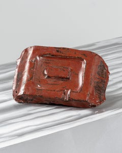 Large ashtray in red glazed stoneware