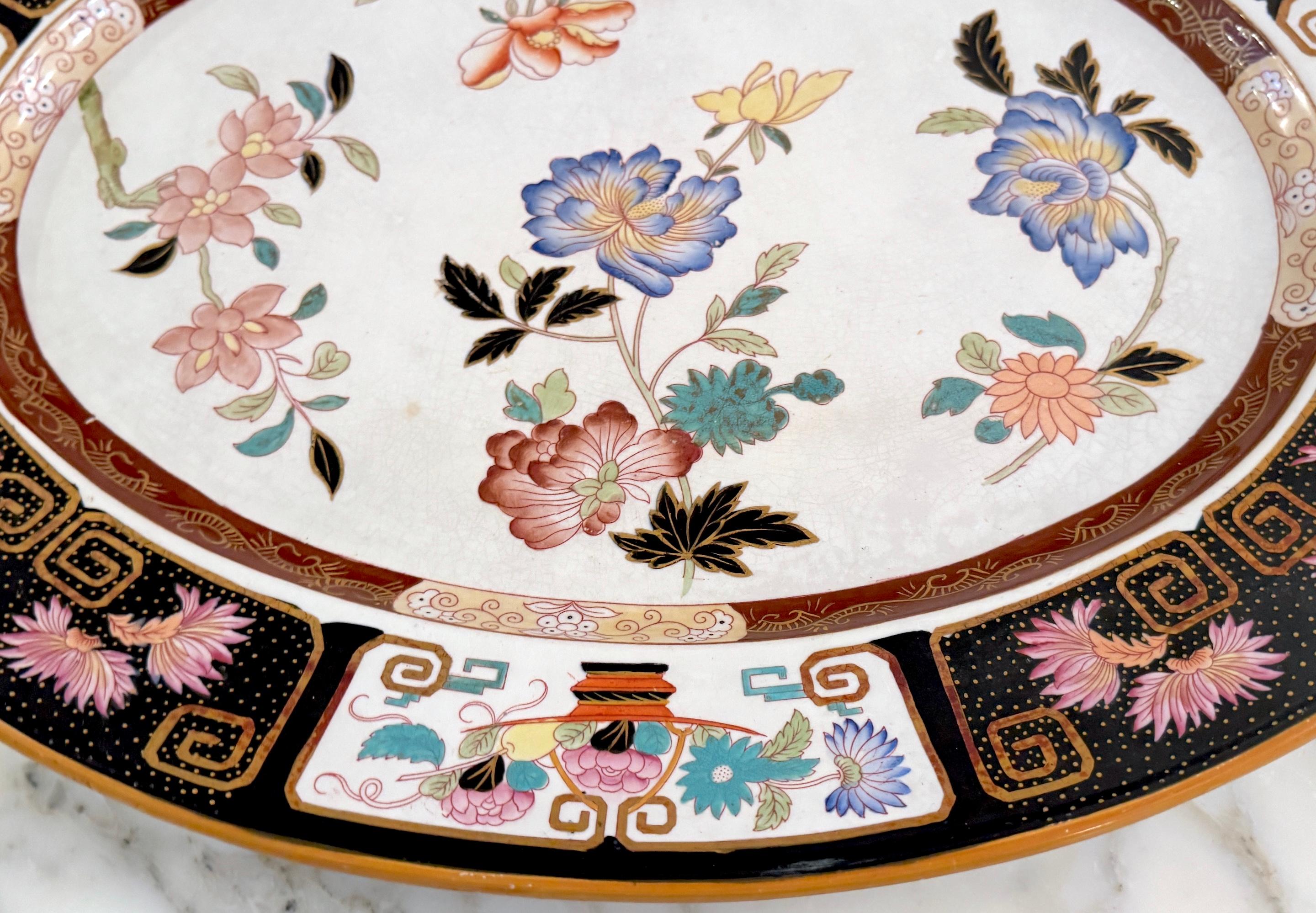 Plato grande de Ashworth Imari Ironstone, circa 1860 Esmaltado en venta