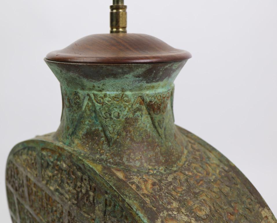 Large Asia Modern Chinese Style Verdigris Bronze Table Lamp 5