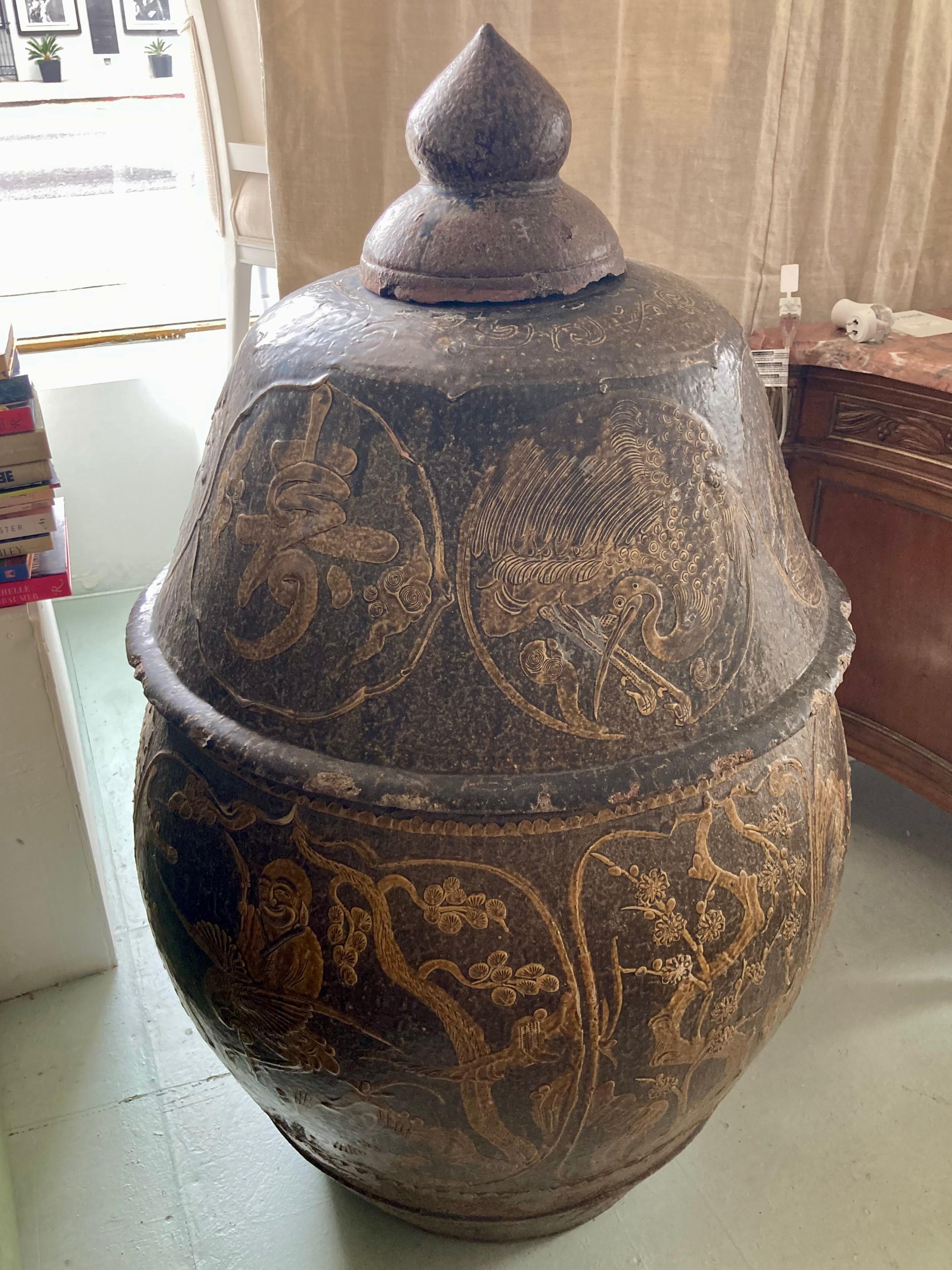 Other Large Asian 3-Piece Covered Egg Pot For Sale