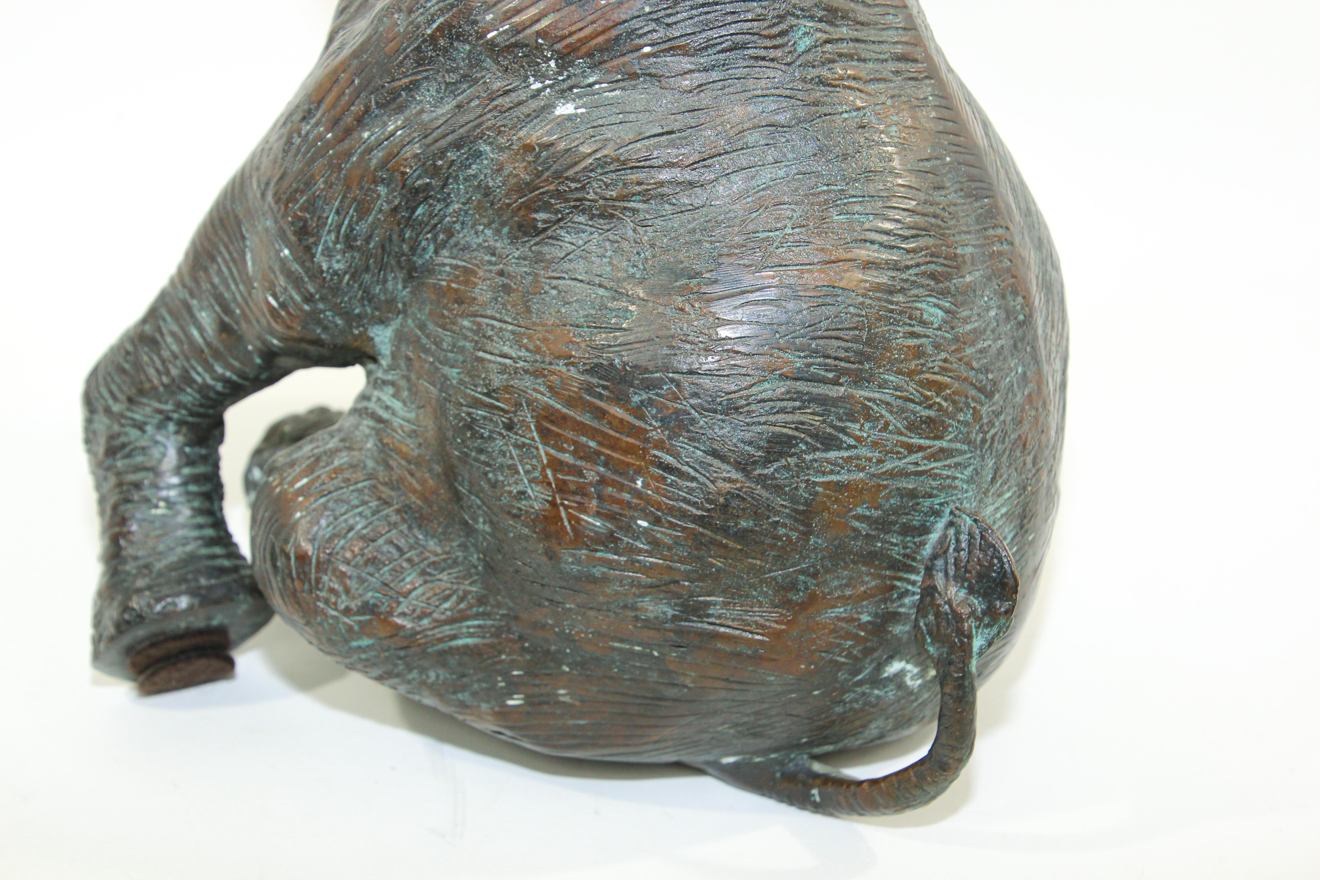 Large Asian Bronze Elephant with Trunk Up 6