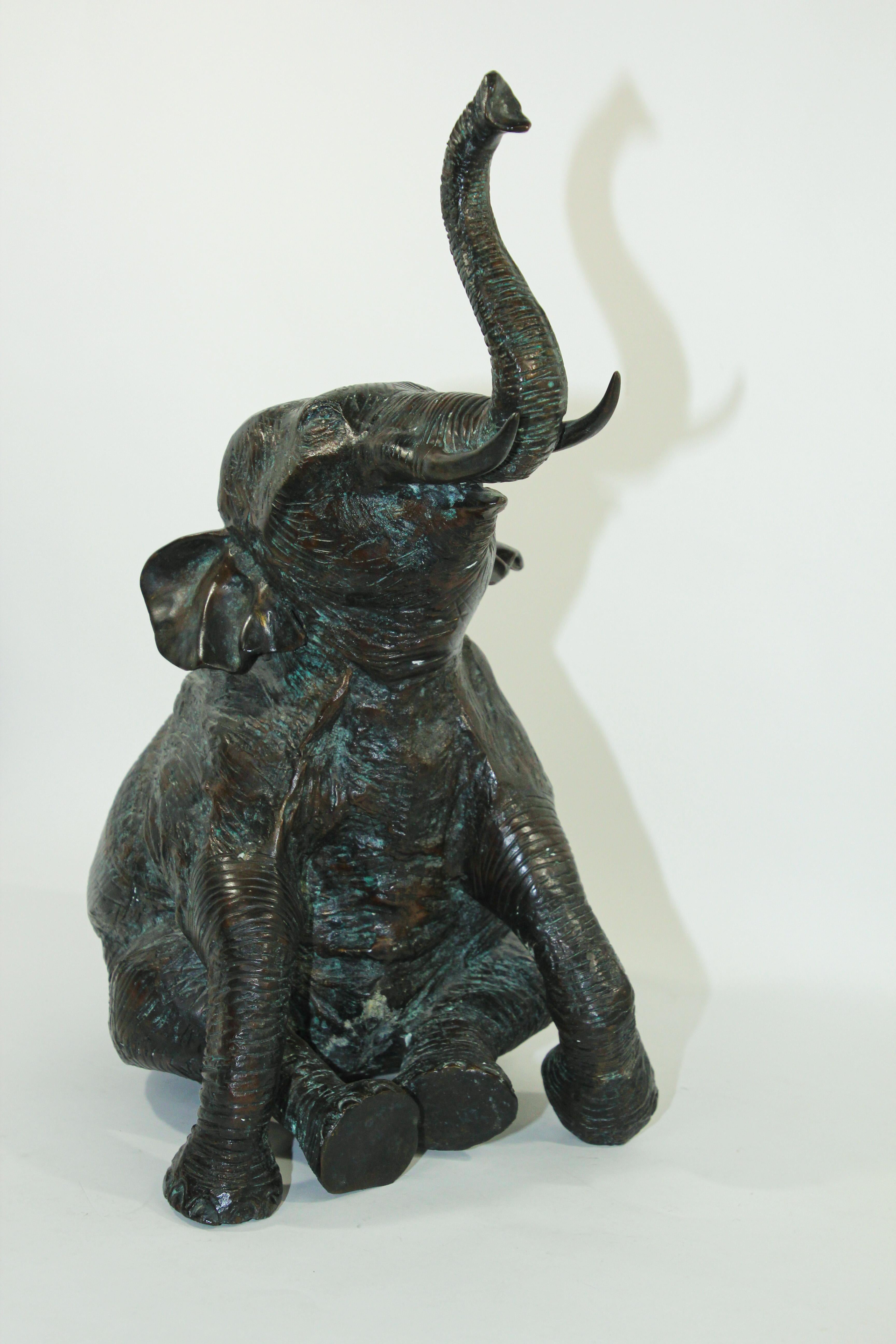 Thai Large Asian Bronze Elephant with Trunk Up