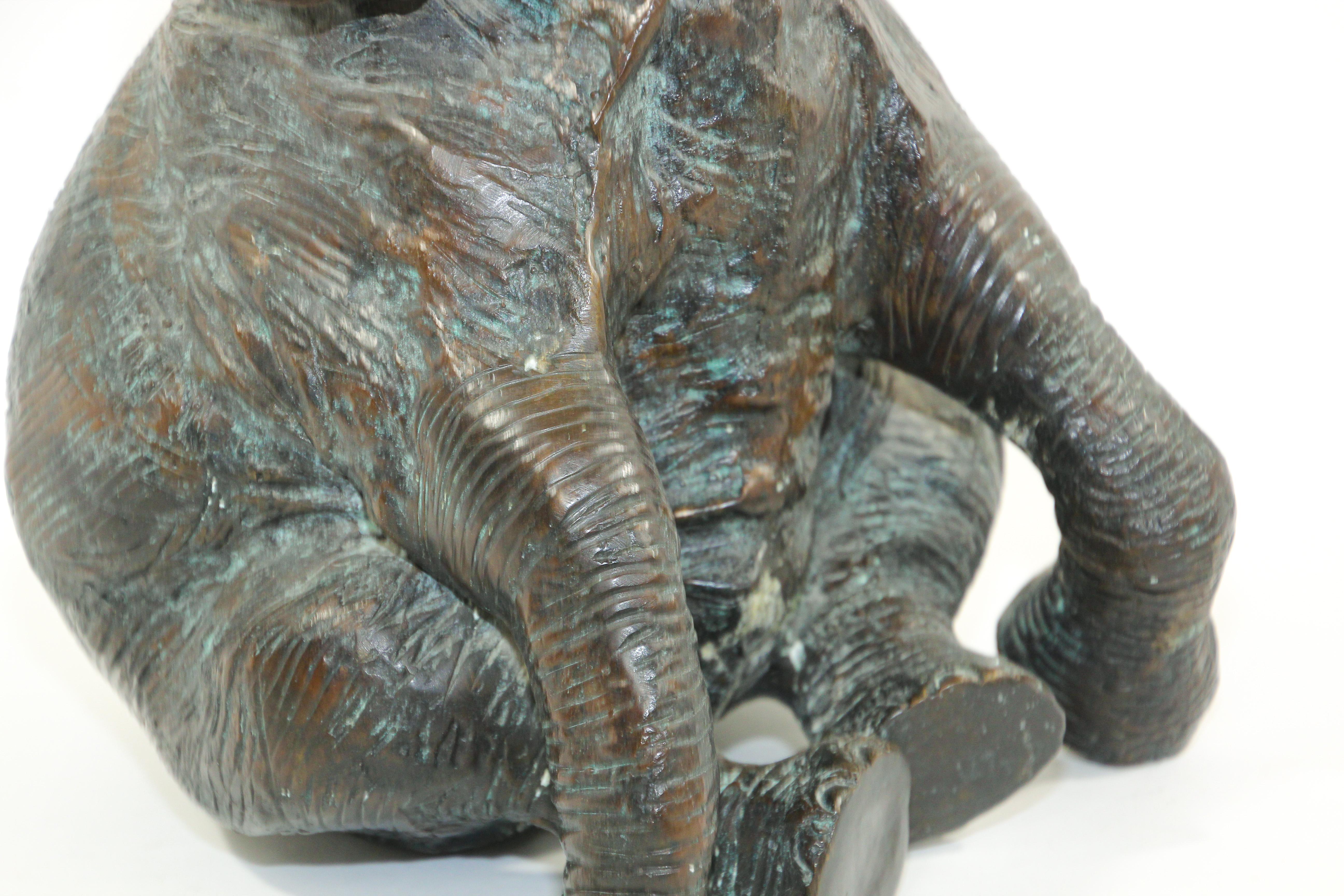 20th Century Large Asian Bronze Elephant with Trunk Up