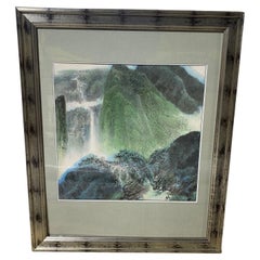 Large Asian Chinese Japanese Korean Signed Mountain Landscape Waterfall Painting