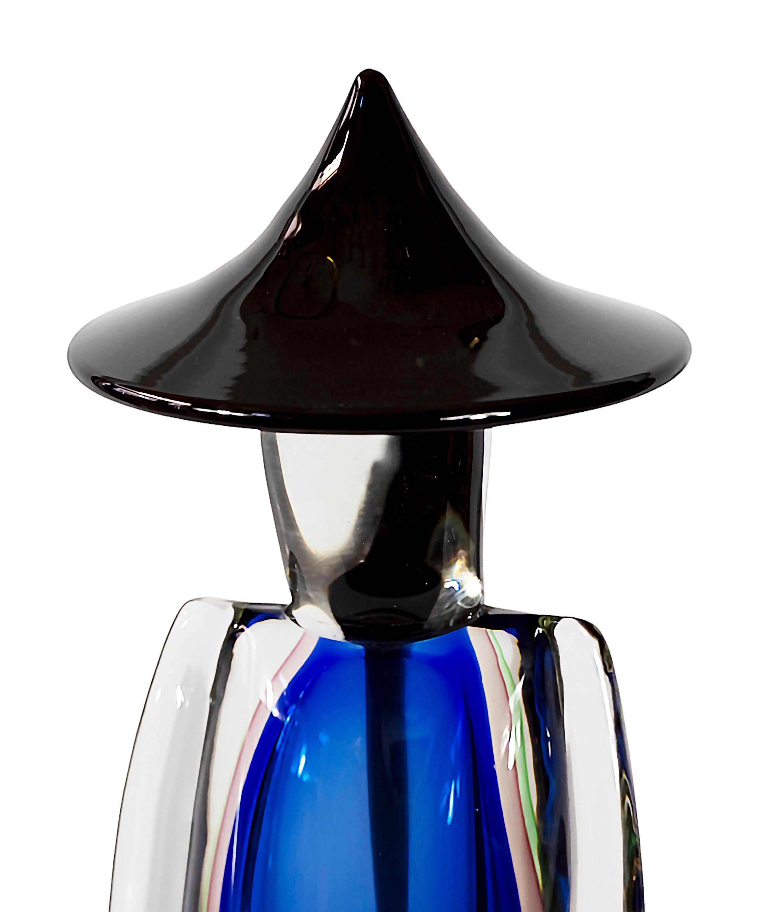 Große asiatische Paarfiguren aus handgefertigtem Murano Sommerso-Glas von Luigi Onesto (Ende des 20. Jahrhunderts) im Angebot