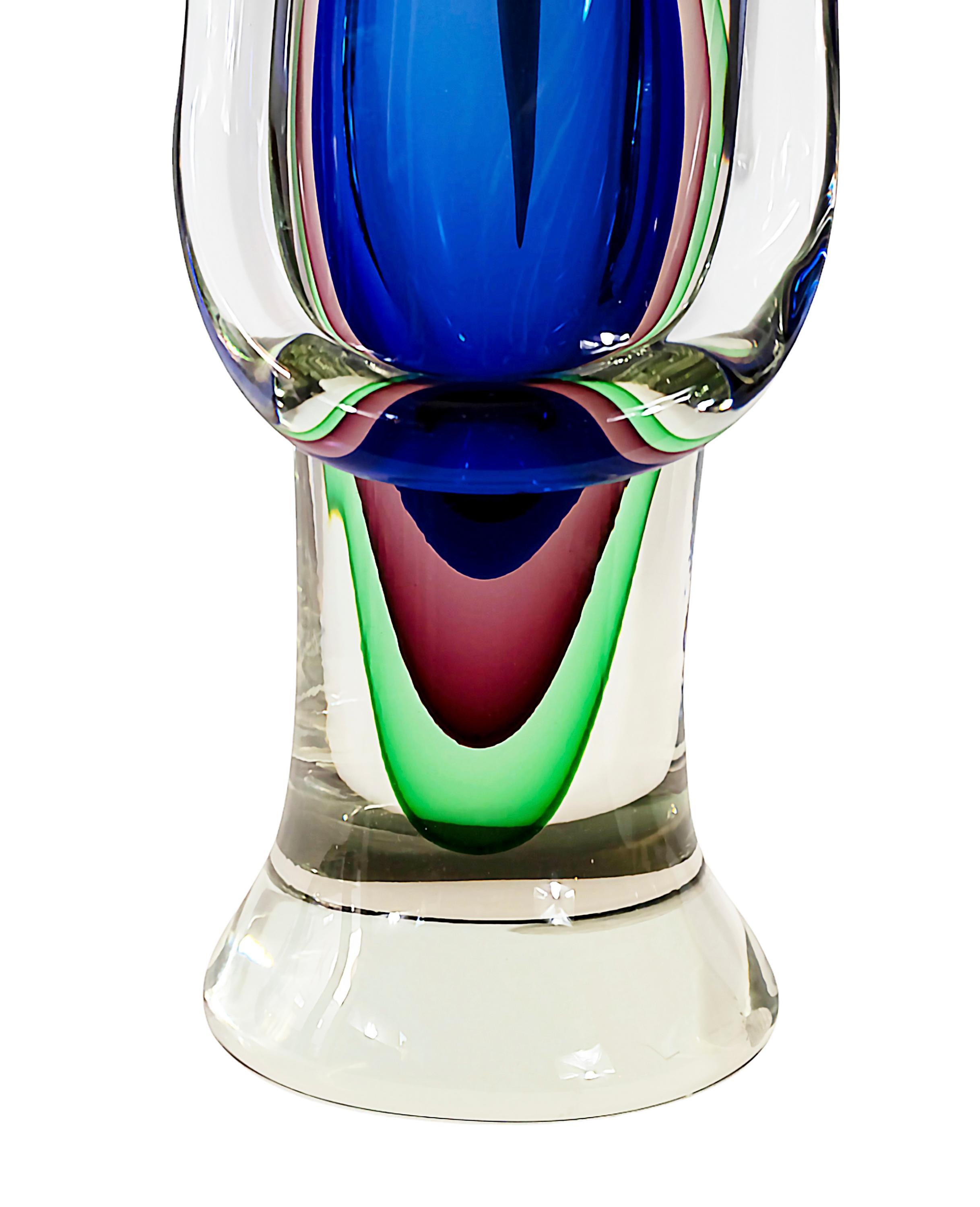 Große asiatische Paarfiguren aus handgefertigtem Murano Sommerso-Glas von Luigi Onesto (Muranoglas) im Angebot