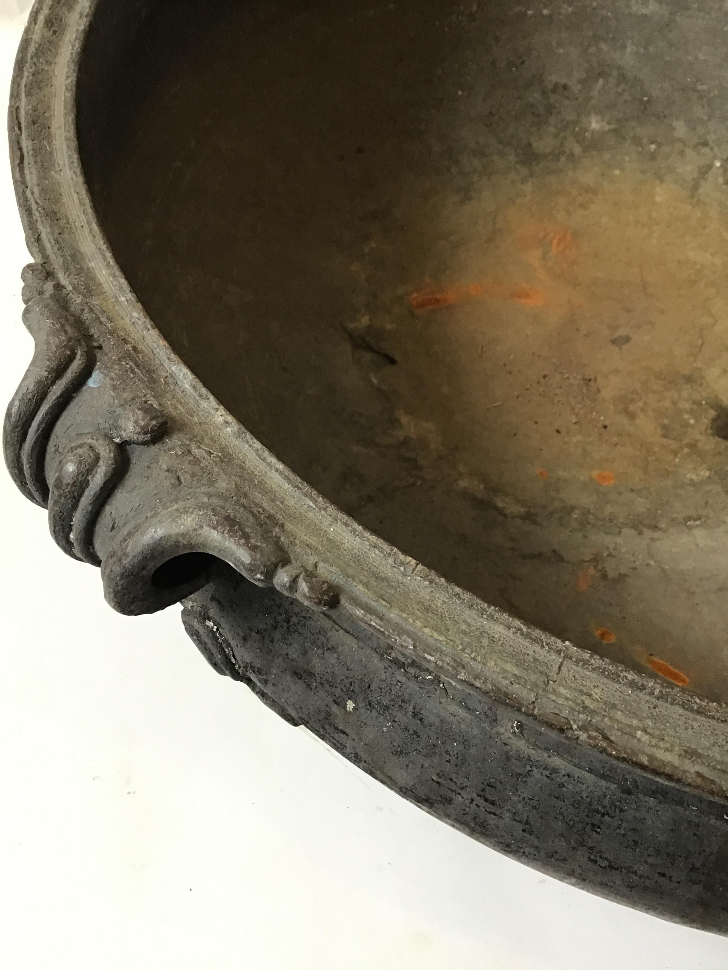 Large Asian Indian Cast Bronze Urli Temple Bowl / Planter 5