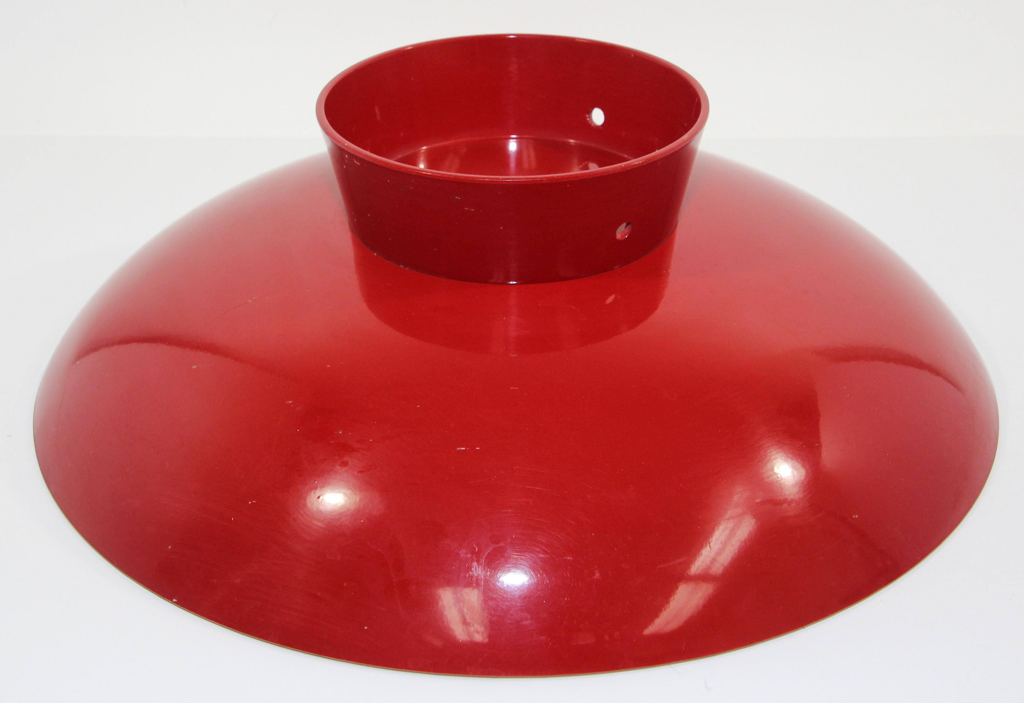 Paint Asian Japanese Red Lacquered Footed Bowl Centerpiece For Sale